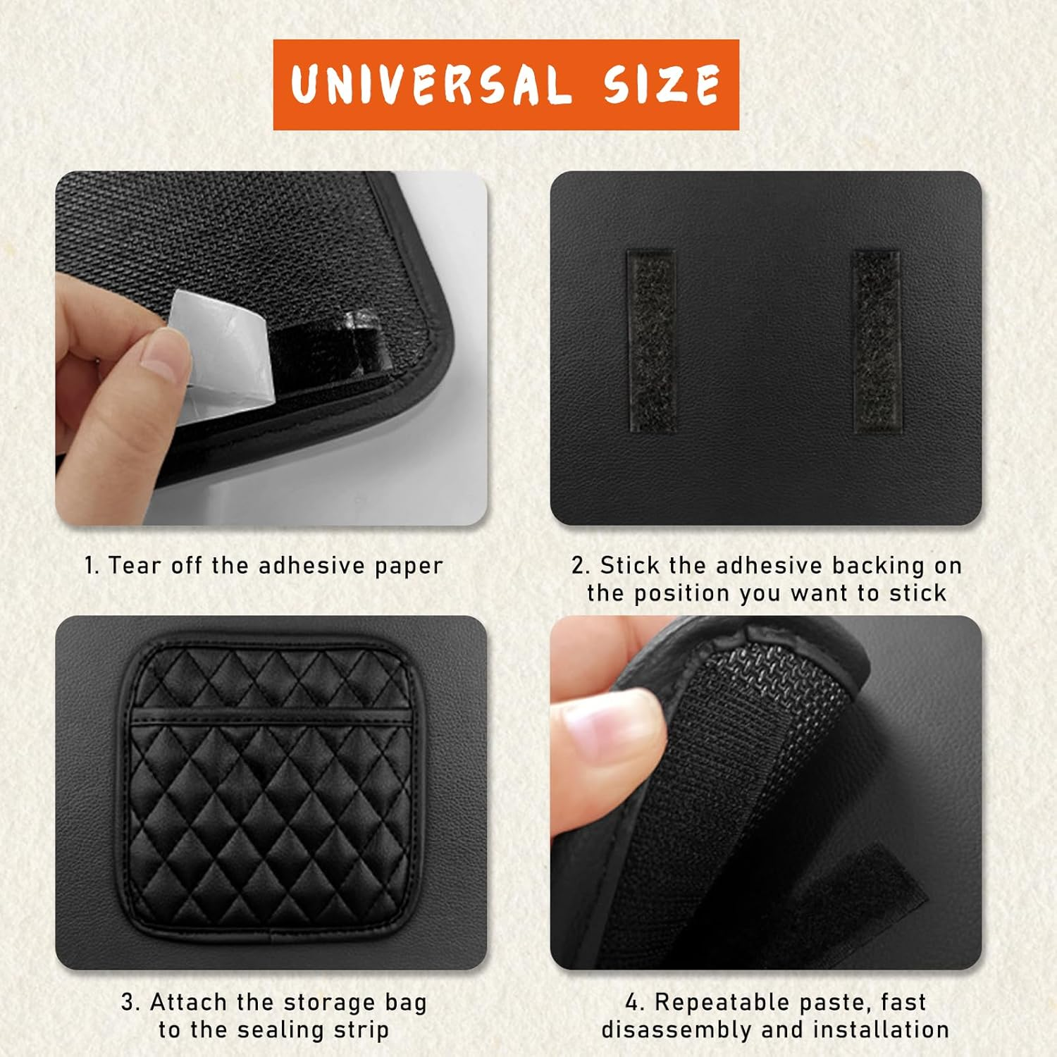 2PCS Car Side Pocket Organizer, Leather Auto Seat Storage Bag for Cell Phone Sunglasses, Waterproof Document Holder Tray Pouch for Vehicle Seat Gap Filler, Car Accessories (Large) - Medium image number 3