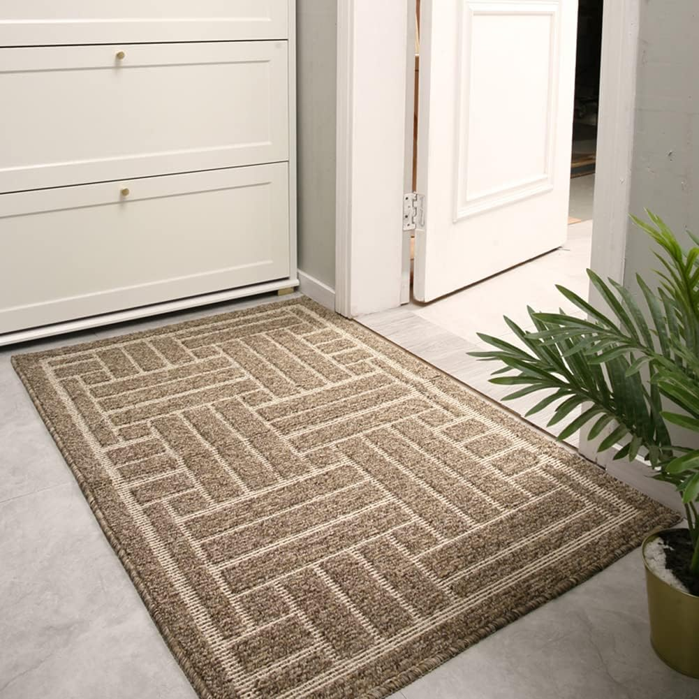 Jaemoose Entrance Mat, Outdoor, Indoor, Non-Slip, Commercial Use, Home, Washable, Stylish, Door Mat, Dirt Removal, Abrasion Resistant, Entryway, Office, Shop (Light Gray Stripes, 50 X 80 Cm)