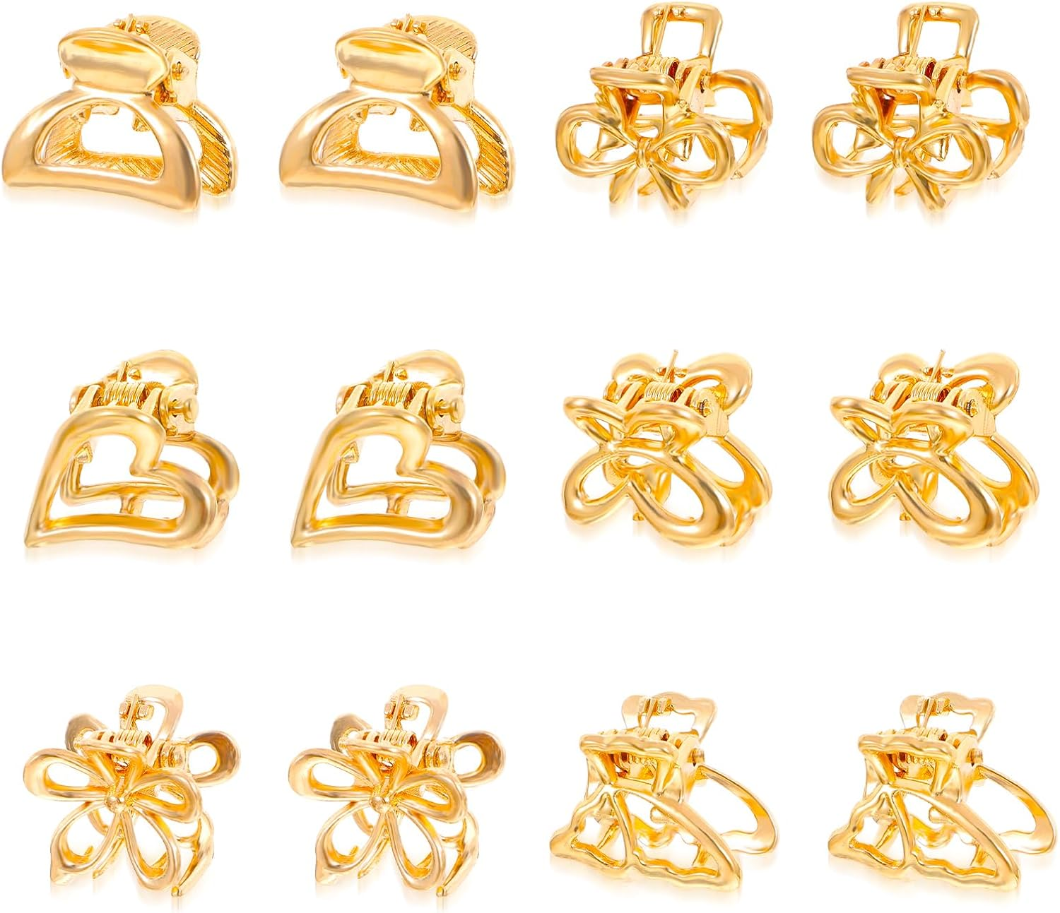 Pack of 12 Small Hair Clips Metal Mini Hair Clips Flowers Hair Clips Small Hair Clips Gold Small Hair Clips Women'S Small Non-Slip Short Hair Clip Small Hair Clips for Thin Hair image number 2