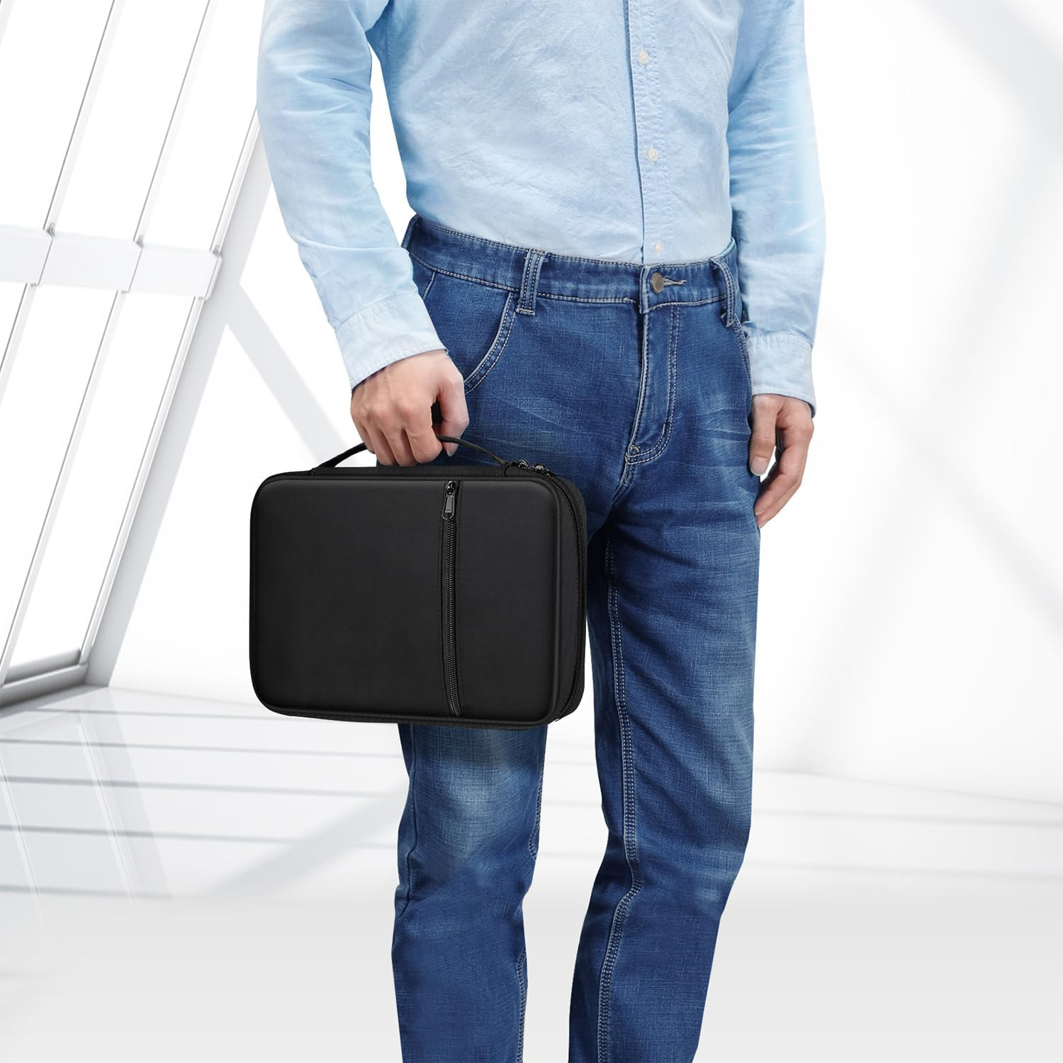 FINPAC Bible Cover, Carrying Book Case Church Bag Bible Protective with Handle and Zippered Pocket, Mother Kids Girls Women (Black) - Black  Brown image number 6