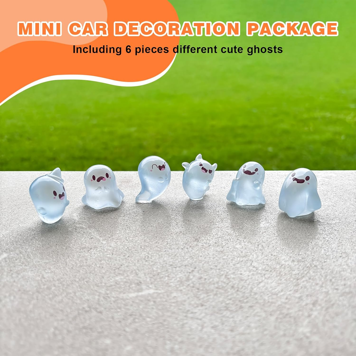 Rislobx Luminous Ghost Car Dashboard Decor, 6PCS Fun Ghost Car Dash Decorations Car Rear View Mirror Ornament Interior Accessories for Home Office image number 6