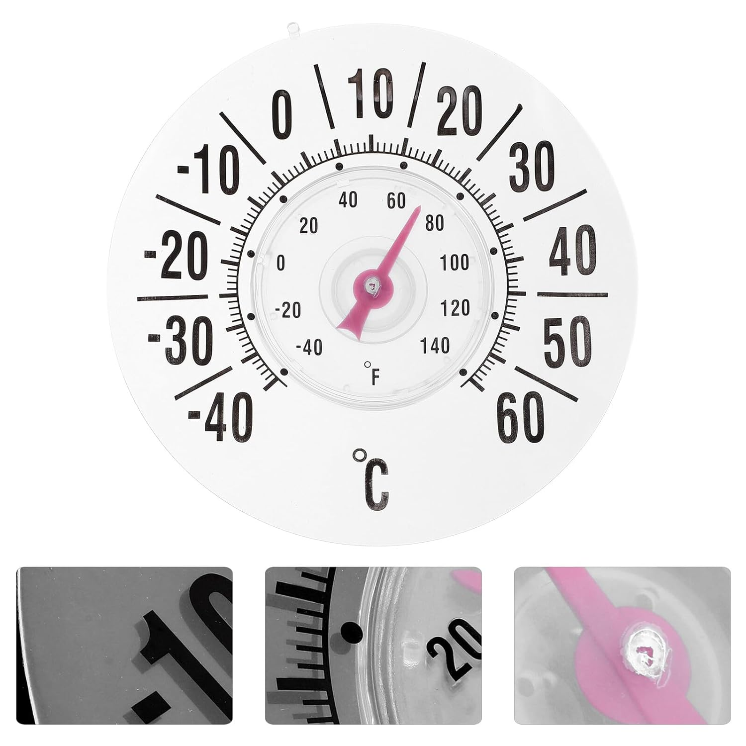 High Precision Analog Window Thermometer with Strong Suction Cup for Indoor and Outdoor Use Portable Temperature Gauge for Rooms Saunas Nurseries and Smooth Surfaces image number 5