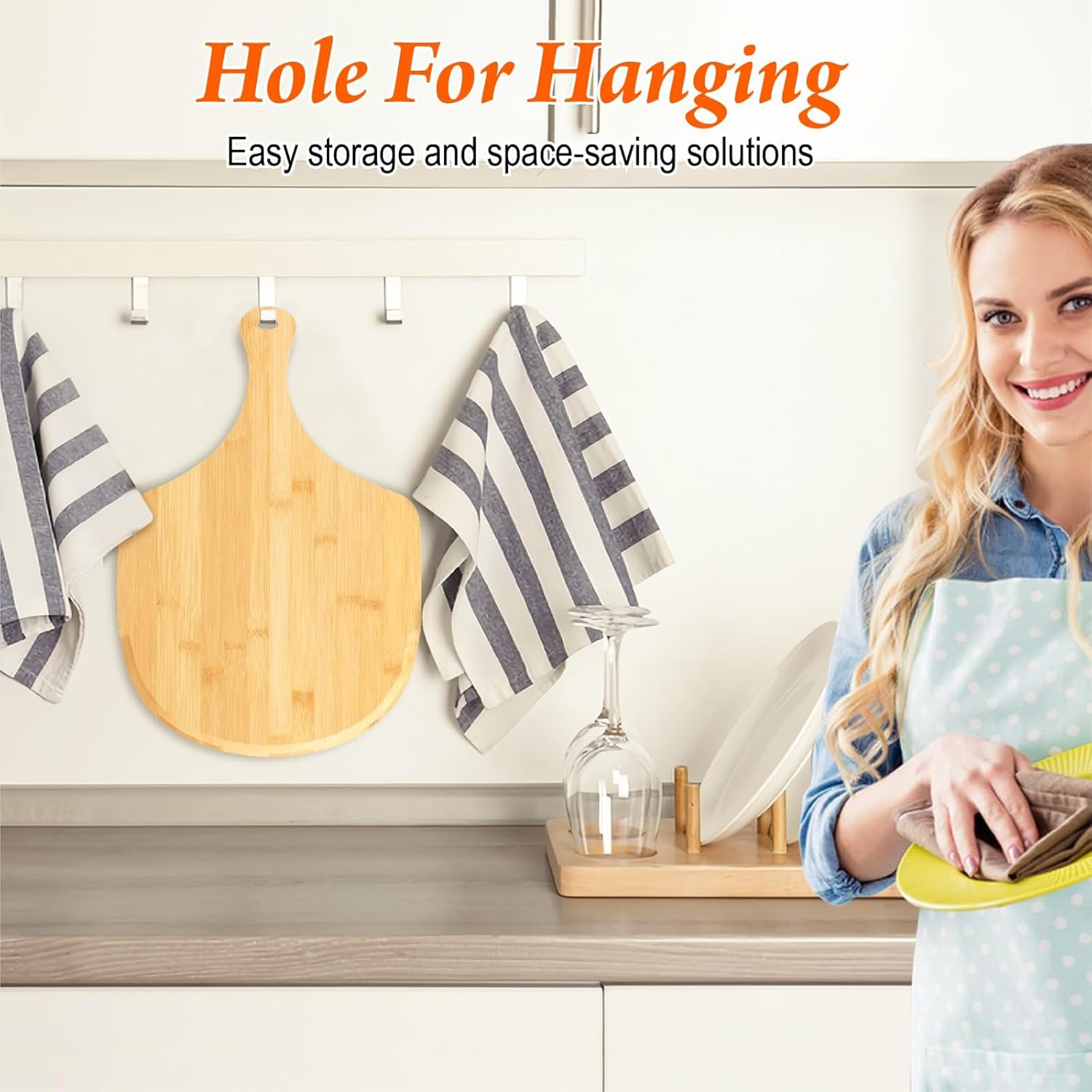 2-Pack Natural Bamboo Pizza Peel with Handle &ndash; 12 Inch Multi-Purpose Paddle for Baking, Cheese & Fruits | Smooth Surface & Easy Clean Kitchen Essential image number 2