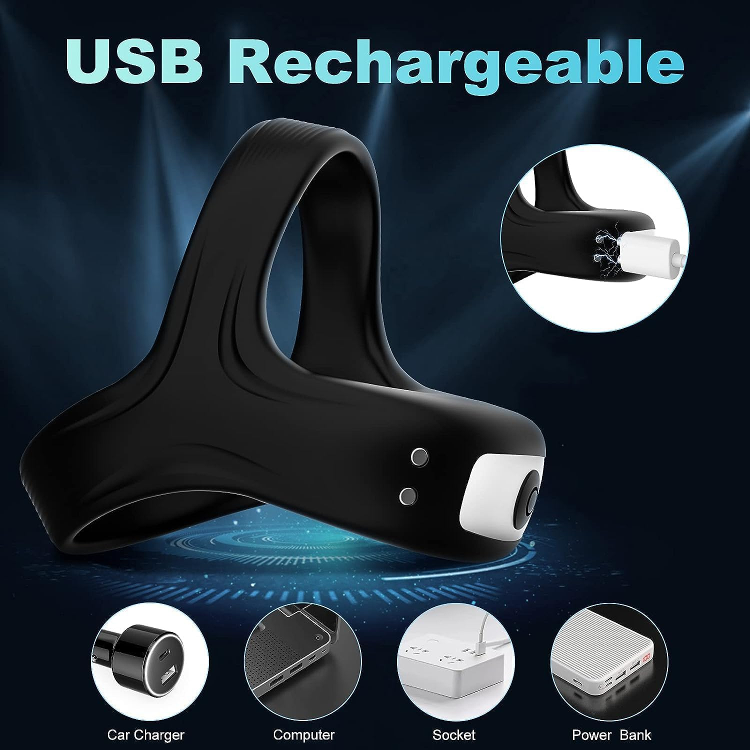 Vibrating Cock Ring Vibrator, 10 Vibration Modes, Silicone Stretchy Couples Vibrator Erection Enhance Delay Ejaculation Pleasure, Clitoral G Spot Vibrator Stimulator for Women, Rechargeable Adult Sex Toys image number 4