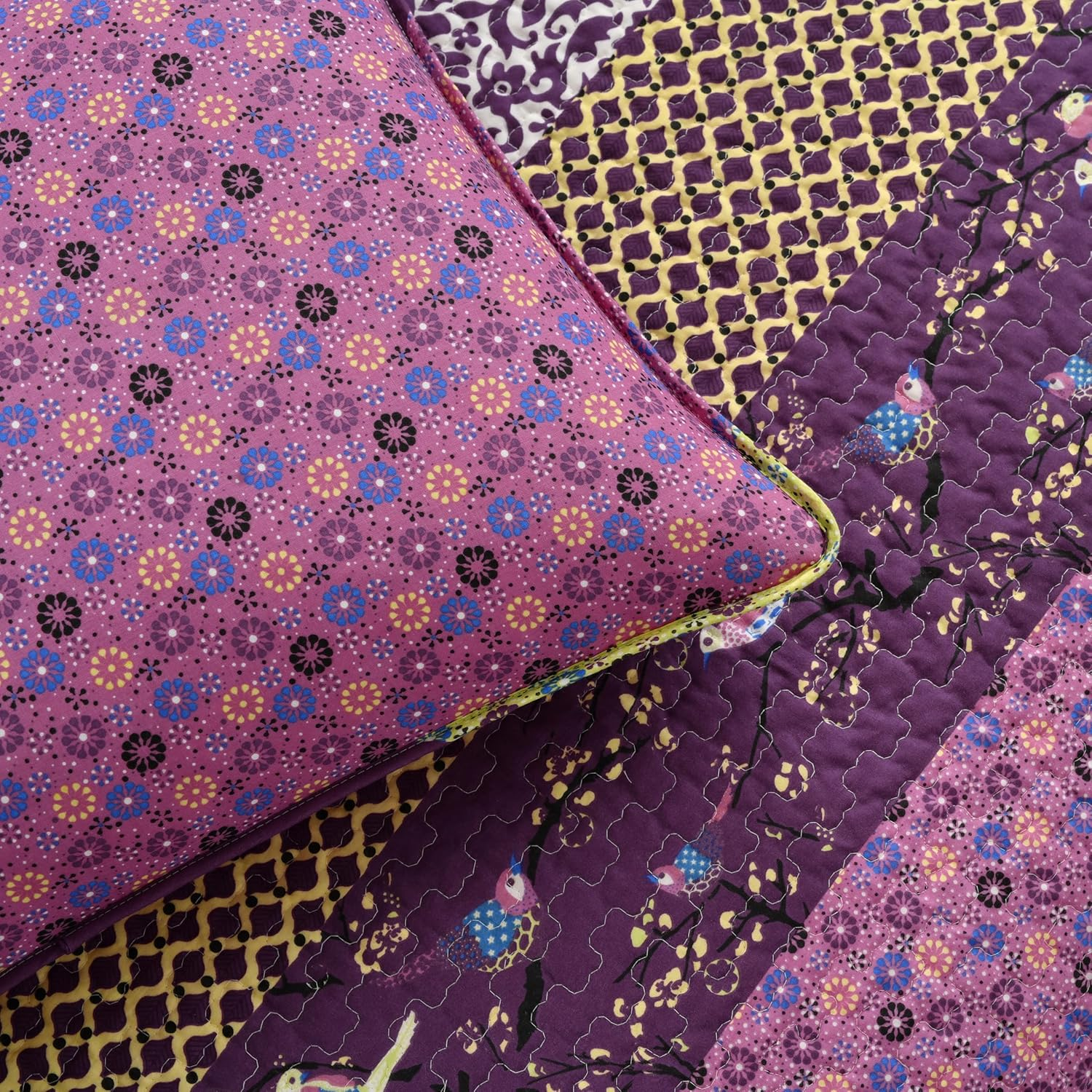 Lush Decor Royal Empire 3-Piece Quilt Set, King, Plum