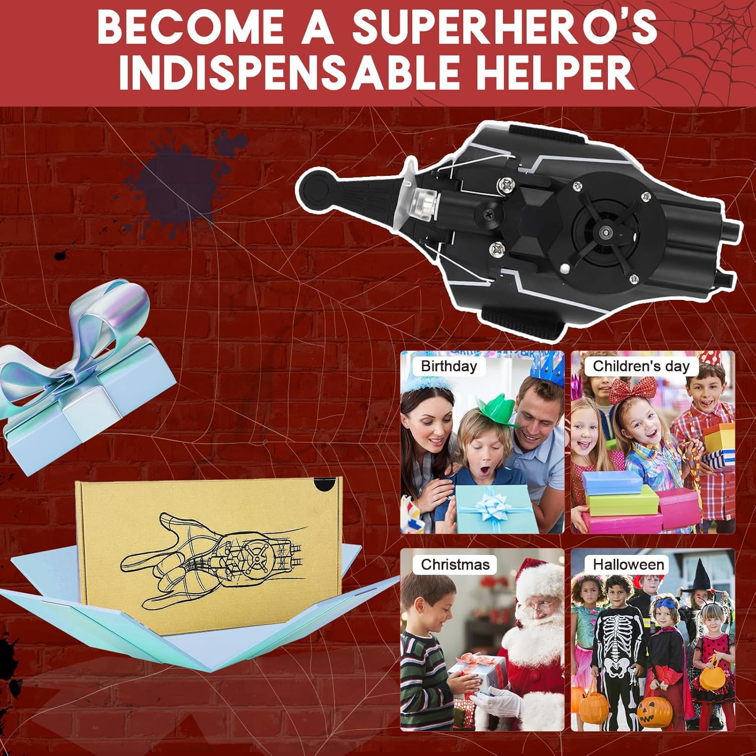 Spider Web Launcher String Shooters Toy 2.0 Upgrade, Spider Launcher Glove with 9.8-Foot Range, Cool Gadgets Spider Real Silk Superhero Role-Play Cool Stuff Fun Gifts Fun Toys for Men & Teens (Black) image number 3