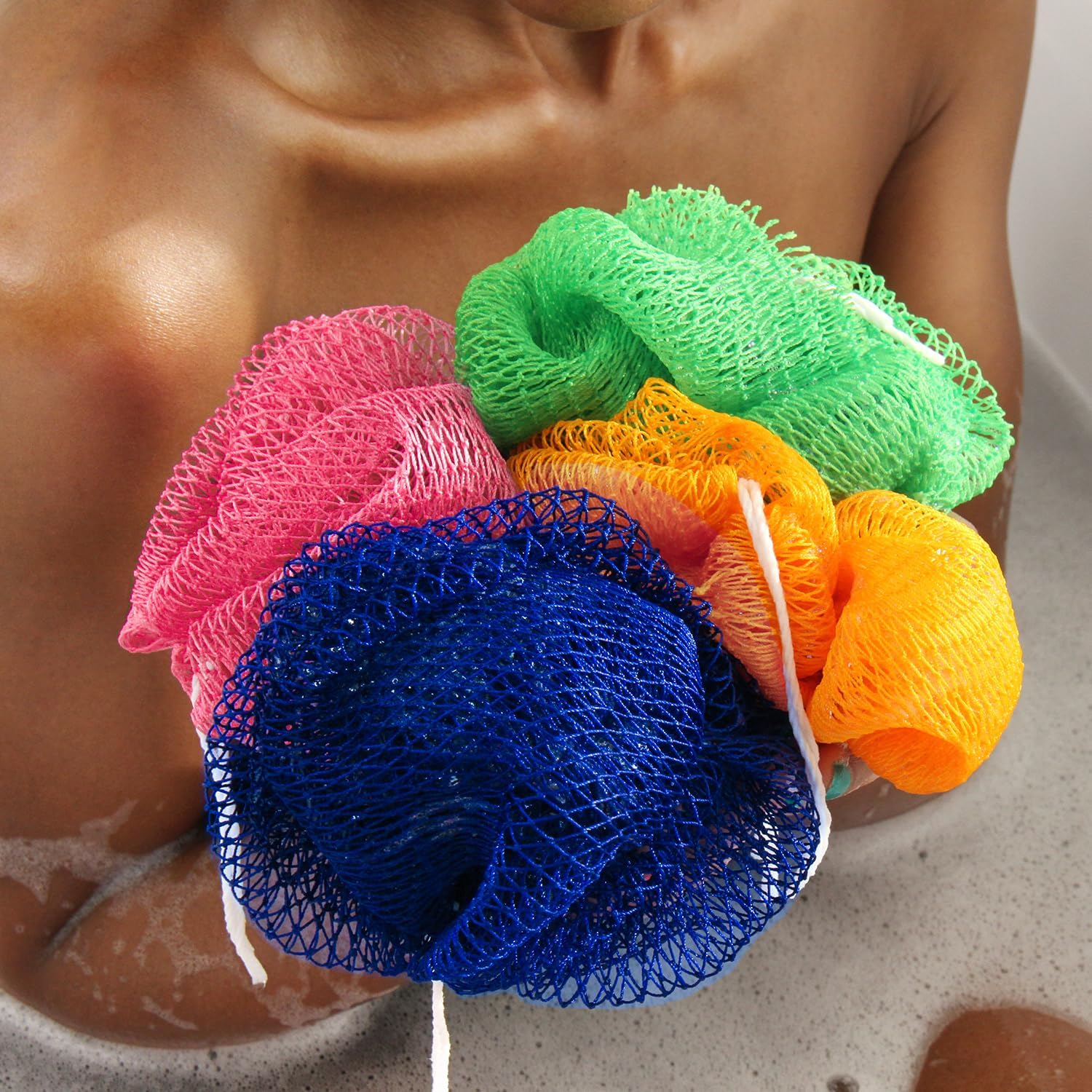 African Net Sponge Authentic - 2 Pieces Real African Exfoliating Sponge with Knots - Afro Back Scrub Net for Body Exfoliator - Bath Loofah Washcloth for Shower Essentials image number 2