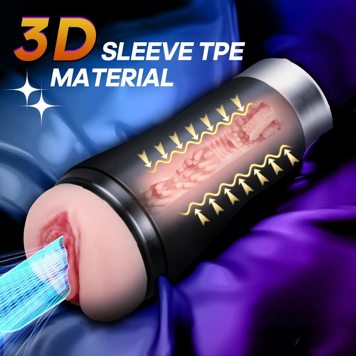 Male Masturbator Sex Toys for Men, 3D Realistic Pussy Male Masturbator Cup with 10 Vibrating Modes + Moaning Sexy Sounds, Penis Stimulation, Electric Auto Electric Blow Job Oral Masturbation Adult Sex Toy image number 1