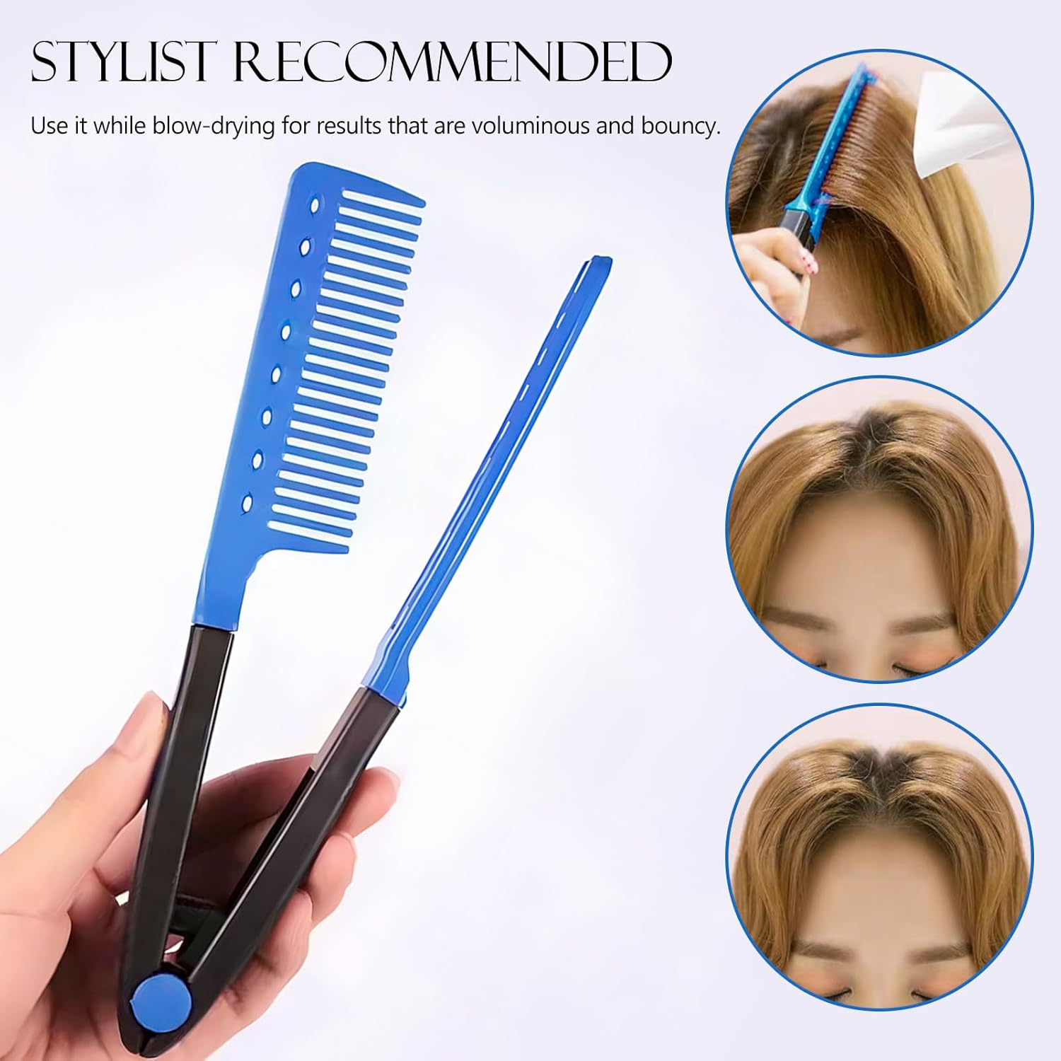 2-Pack Hair Straightening Comb Set - Flat Iron Comb for Beautiful Tresses, Hair Straightener Comb with Firm Grip, Ideal for Knotty Hair, Styling Comb, Hair Comb for Straight Hair (Blue). image number 2