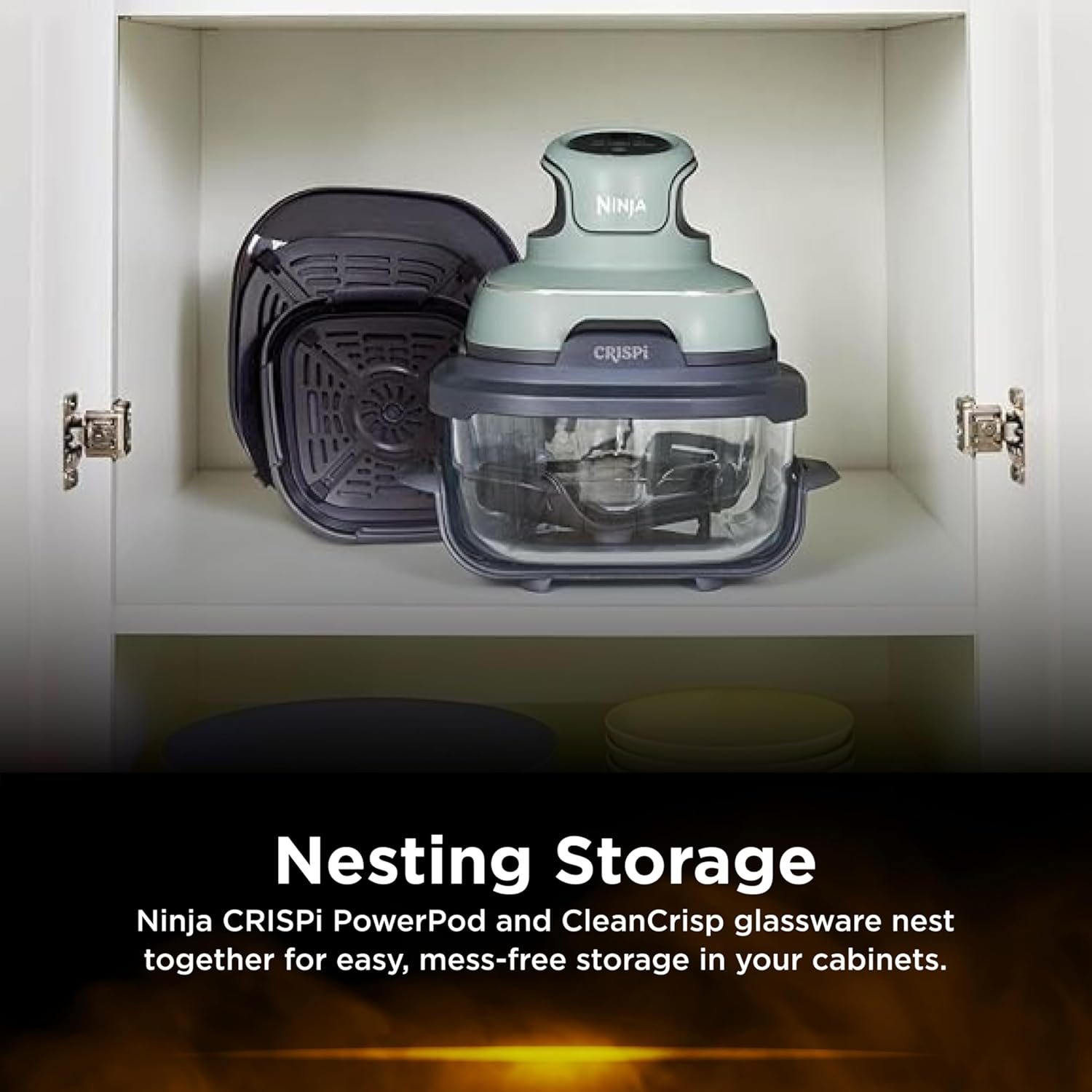 Ninja Crispi&trade; 4-In-1 Portable Glass Air Fryer, Cleancrisp&trade; Glassware, 4-In-1 Functionality, Thermal Shock Resistant, Leak-Proof Lids, Fixed Heat Protection, FN101SGANZ, Sage image number 4