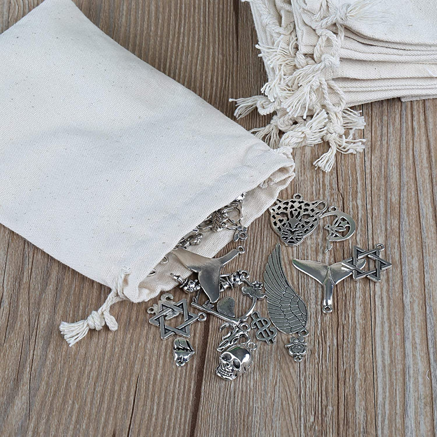 LEMESO 12PCS Burlap Bags 10 * 15Cm Canvas Pouches Bags Reusable Burlap Pouches Gift Bags with Drawstring for Wedding Favor Jewelry Vintage Party Storage Wrap image number 3