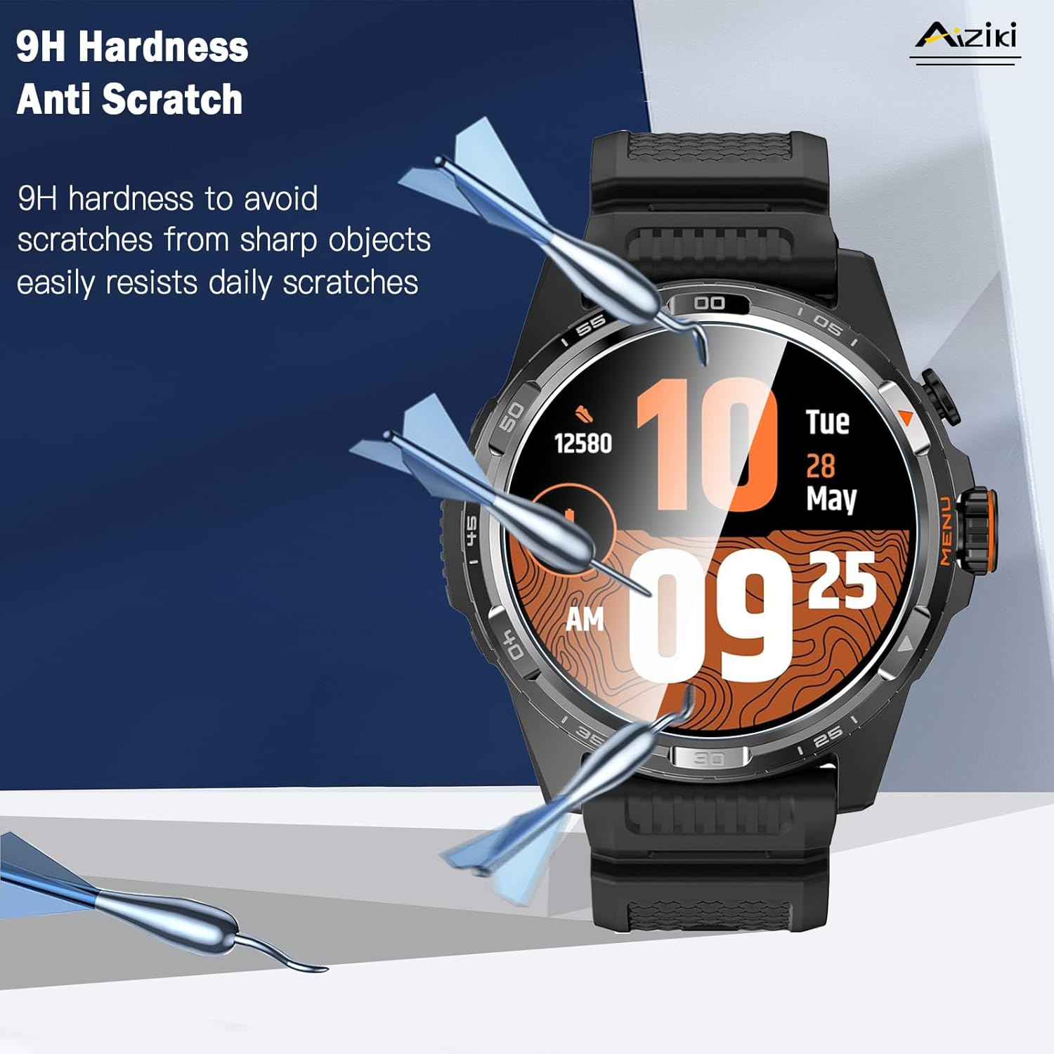 Aiziki Glass Screen Protector for Ticwatch Atlas/Ticwatch Pro 5 Enduro/Ticwatch Pro 5/ Ticwatch Pro 3/ Ticwatch Pro 3 Ultra, Anti-Scratch, Bubble Free, [4 Pack] Screen Protectors Ticwatch Atlas image number 3