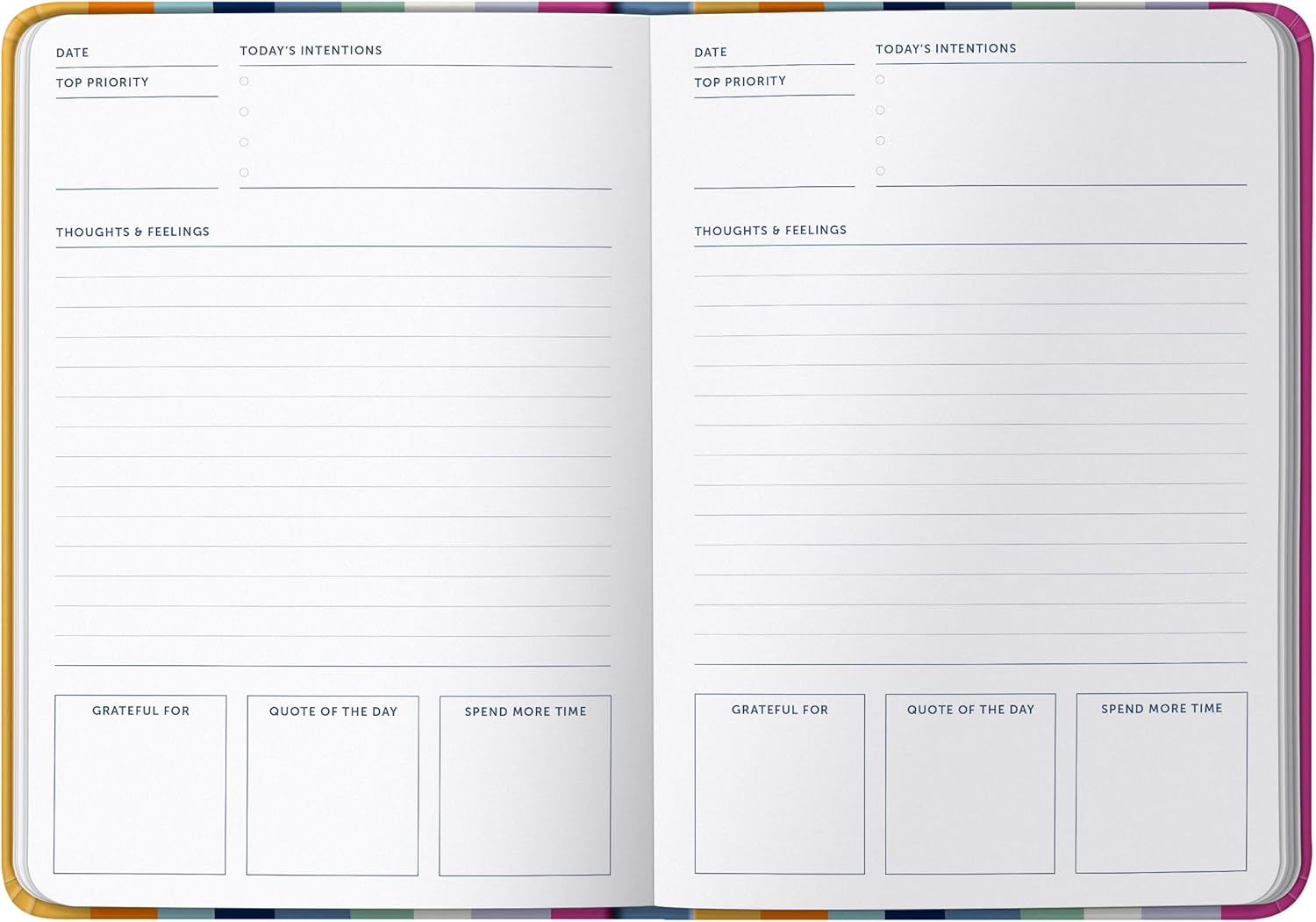 Busy B Wellness Journal - Stripe Cover - Compact Journal for Prioritising Self Care - A5 Undated Day a Page Layout, Space to Track Daily Priorities, Intentions, Thoughts, Notes & Elastic Closure Band image number 2