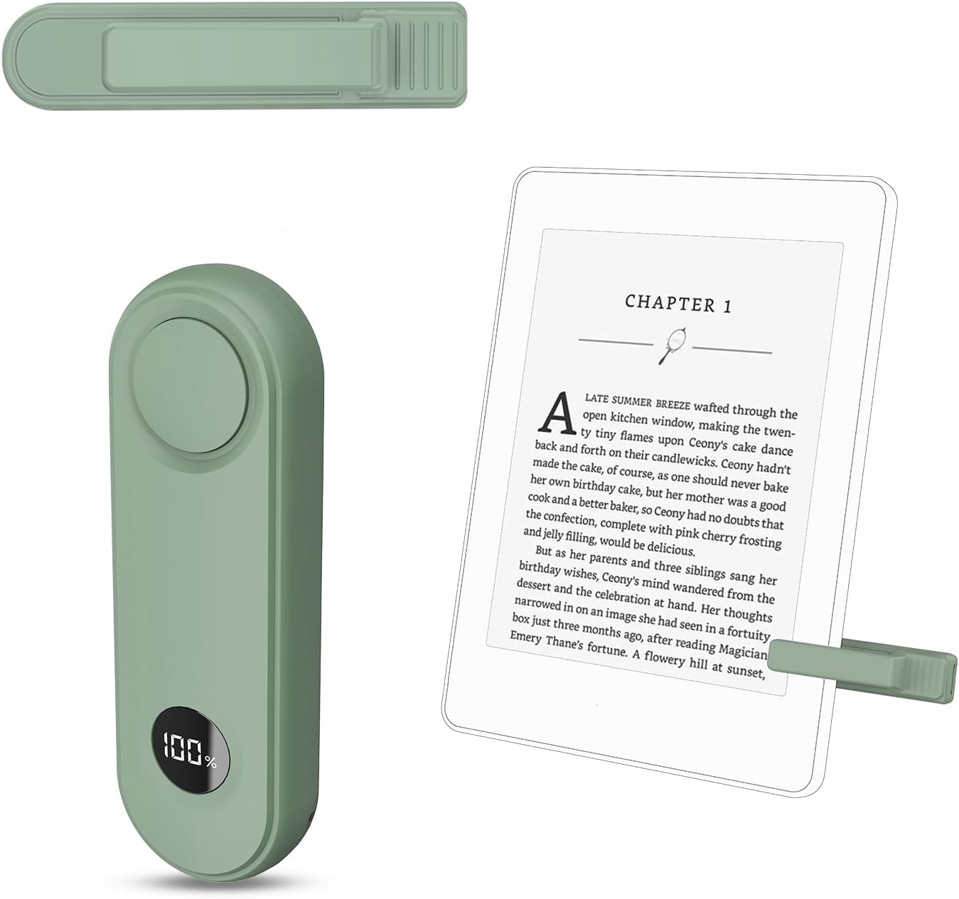 RF Remote Page Turner for Kindle, RF Remote Control Clicker, for Kindle Paperwhite Accessories Kobo E-Book Ipad Tablets Phone Reading Novels,E-Book,Green