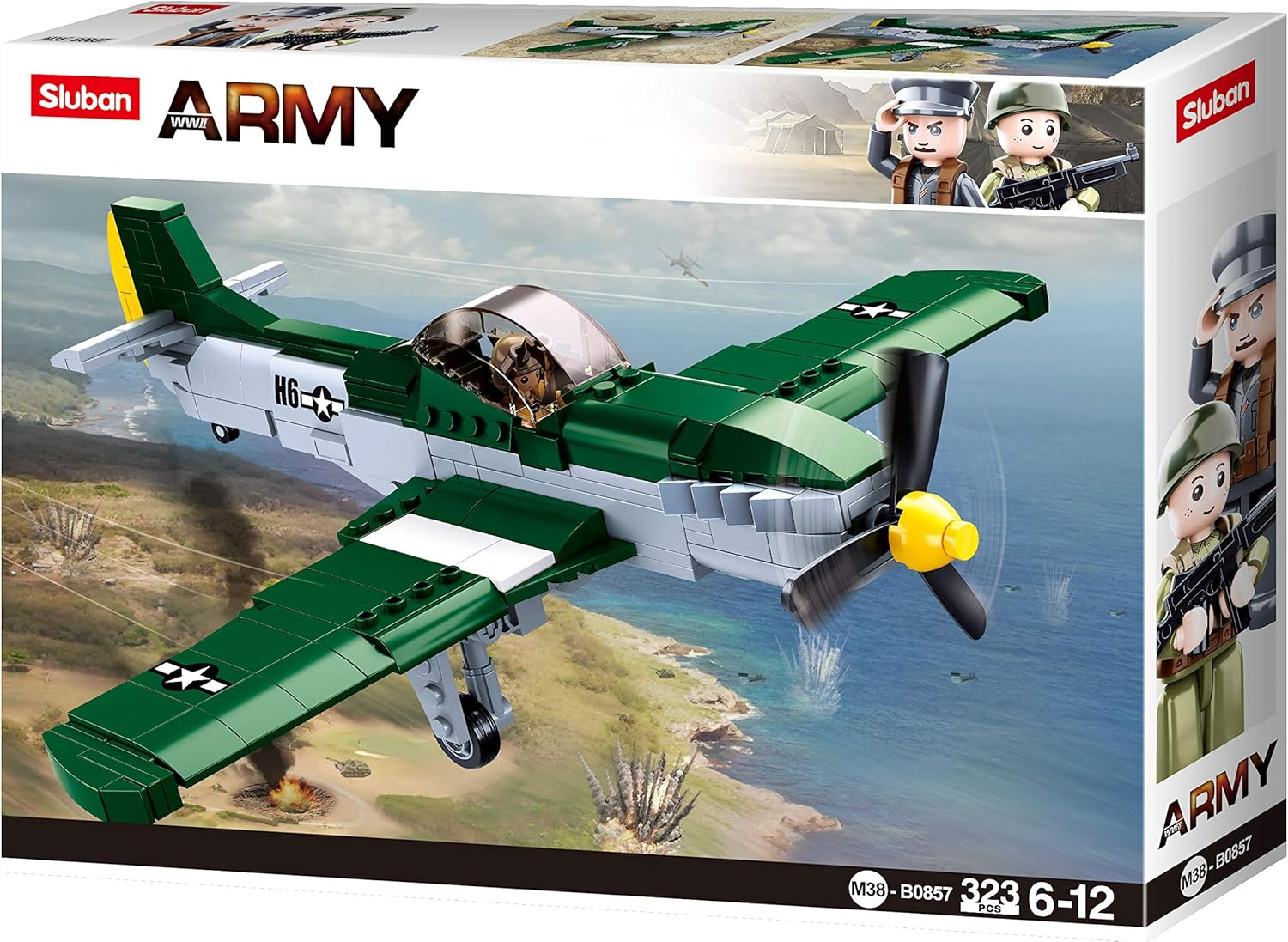 Sluban WW2 P51 Fighter Building Blocks (323 Piece Set) image number 1