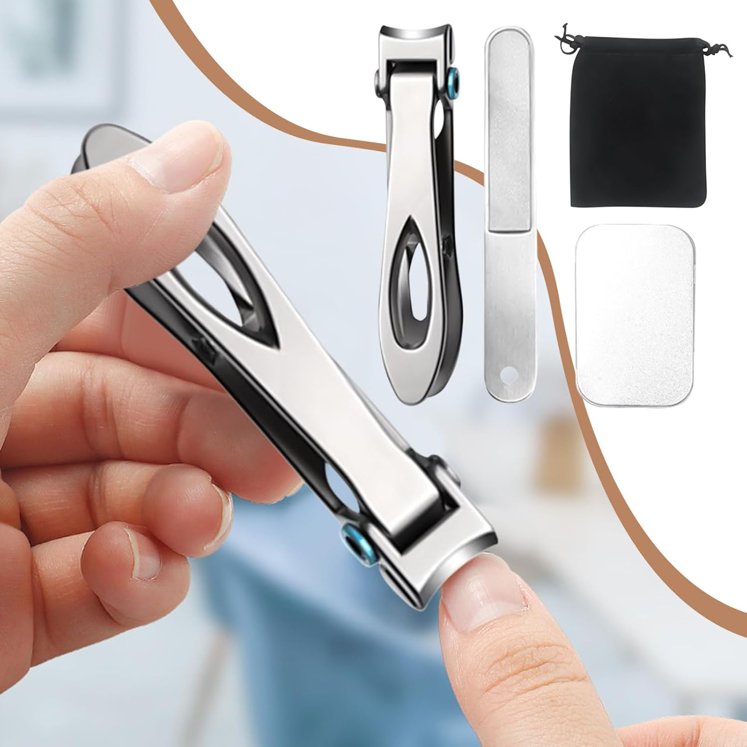 Vgvgaj Fingernail Trimmer Set | Professional Stainless Steel Fingernail Trimmer Kit,Anti-Splash Toenail Cutter Kit for Coworkers Teens Youth Son Friends Wife Girls - Black image number 6