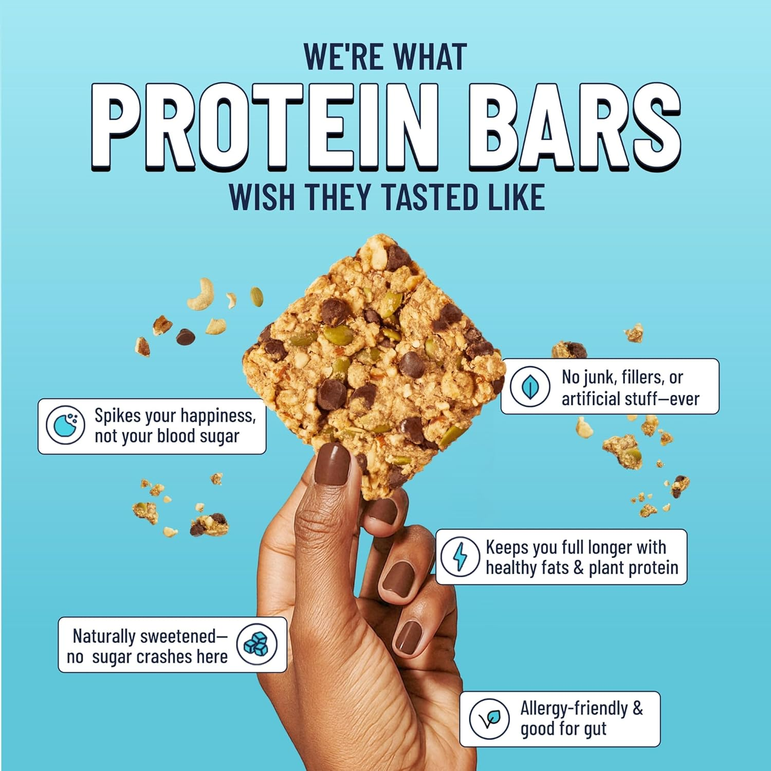 The YES Bar Vegan Gluten Free Real Food Low Sugar Paleo Snack Bar Dark Chocolate Chip - 6 Bars image number 3