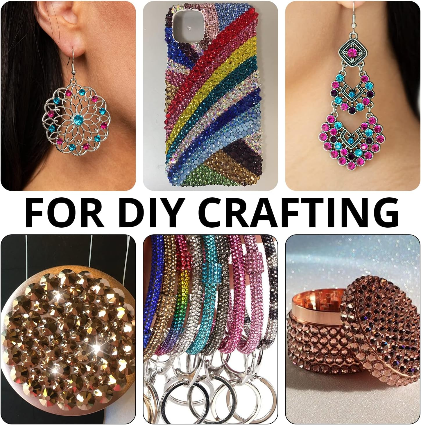 Nail Rhinestones 4520PCS 1.5-6Mm Colorful Rose Gold round Flatback Crystal Shine Diamonds for DIY Crafts Nail Art image number 4