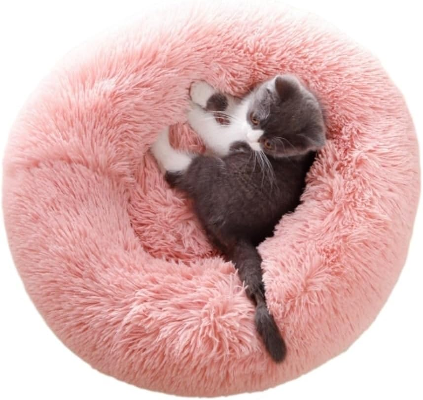 Dog Bed Cat House Pet House Pet Bed Calming Dog Cat Bed for Small Medium Large Dogs Pets Anti-Anxiety round Donut Plush Fluffy Washable Dog House Cat Bed Pet Nest (Color : C, Size : 50 * 50Cm)