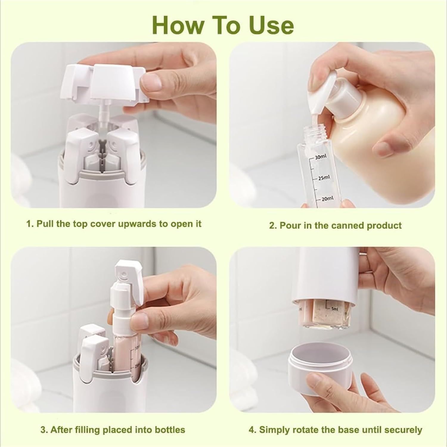 4-In-1 Travel Dispenser Bottle for Toiletries Portable Leak Proof (4Pack 30ML Transparent) - Silicone Squeeze - Travel&Camping&Business Trip(2Pcs)