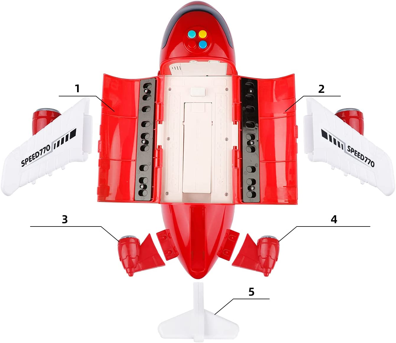 Jenilily Fire Engine Aeroplane Set, Emergency Rescue Plane Toy Cars Play Music Vehicles for 3 4 5 Years Old Boys Kids image number 3