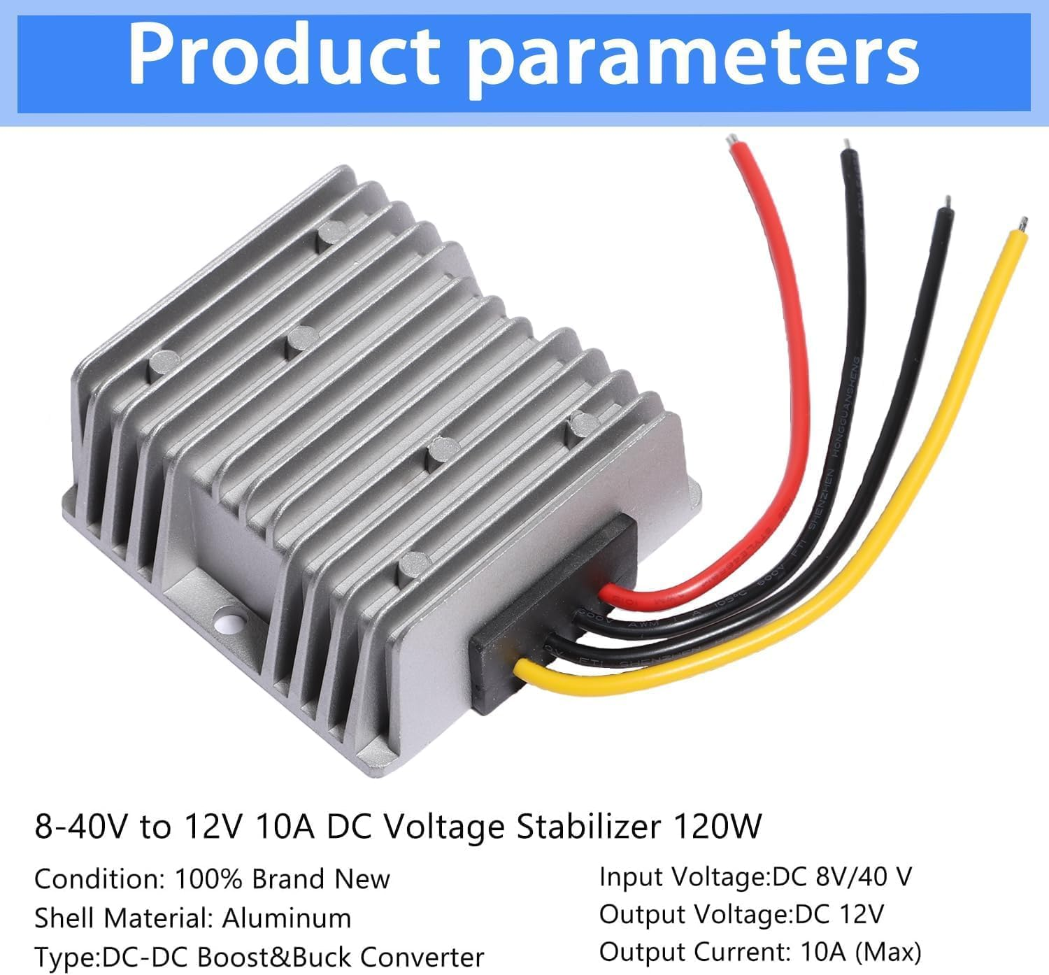 DC Converter Voltage Reducer Step down 10A 120W 48V 36V to 12V Transformer Waterproof Automatic Buck Boost Voltage Stabilizer for Car Truck Boat Solar System Durable Power Adapter image number 1