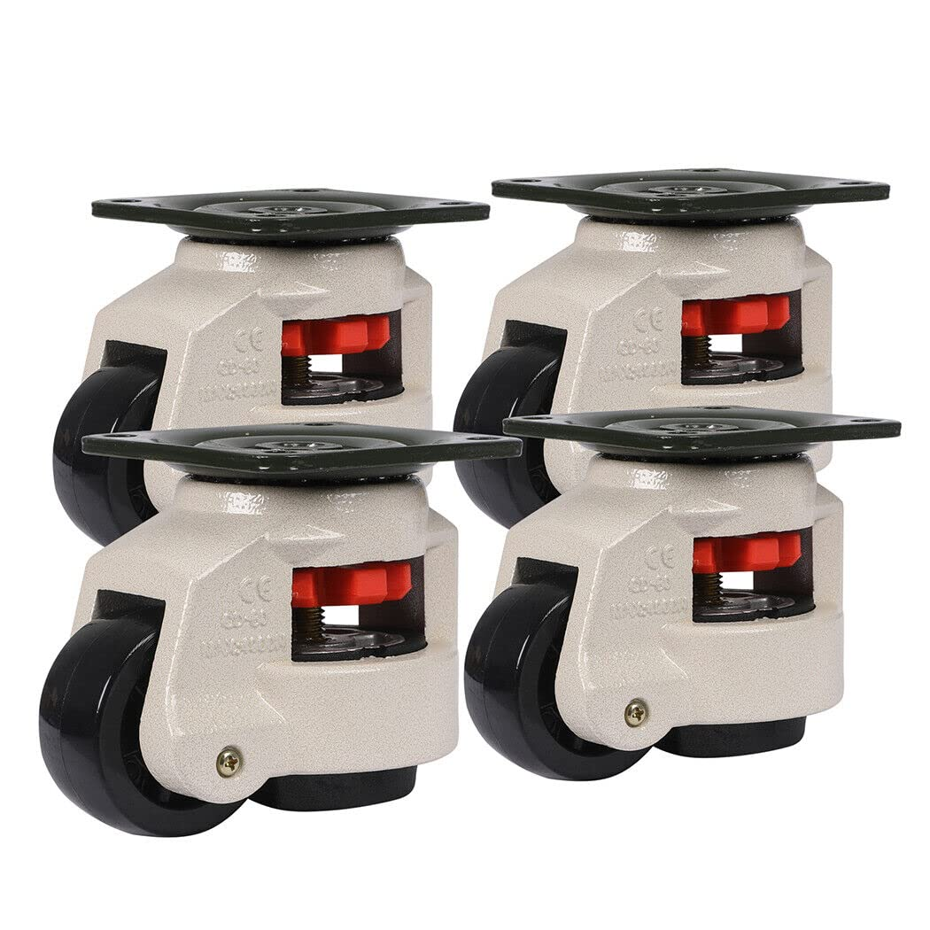 4 Pieces/Set GD-80F Leveling Casters Swivel Workbench Adjustable & Retractable Wheels for Home Furniture Cart image number 1
