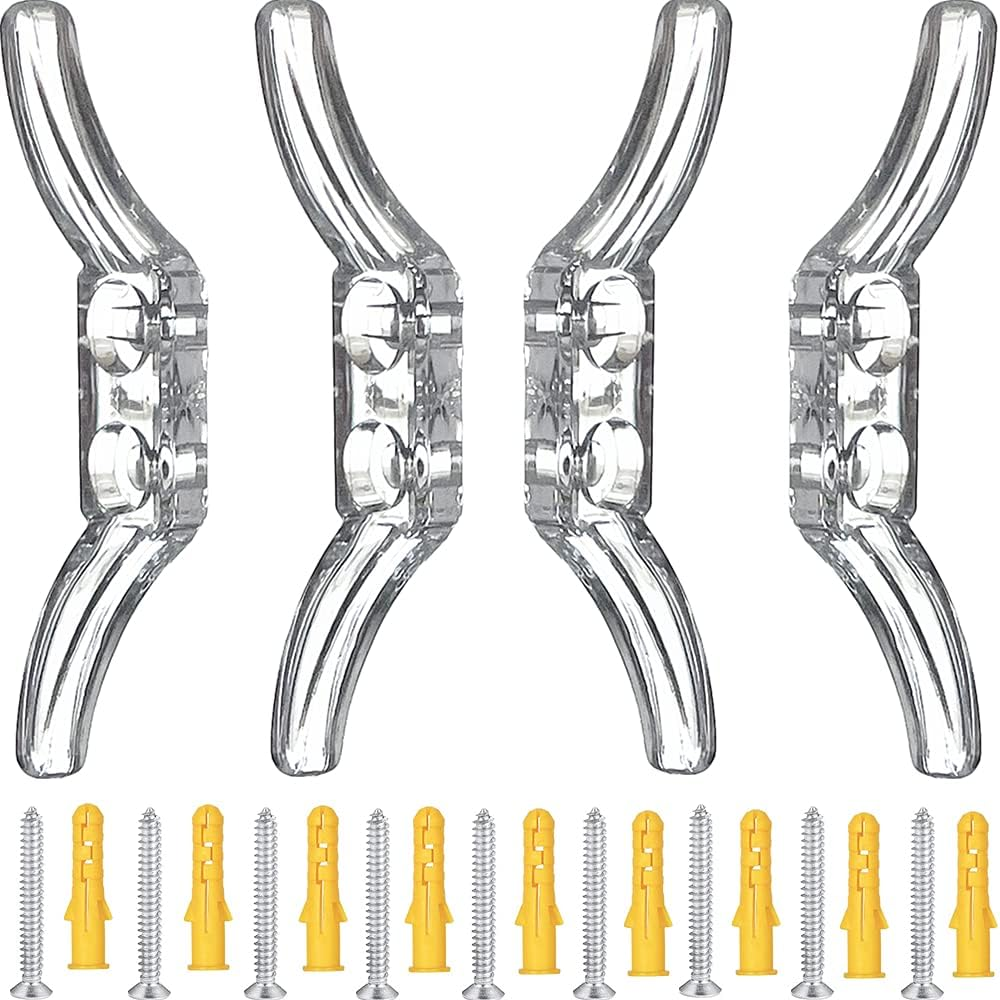 8Pcs Clear Cord Cleat for Child Safety and 16Pcs Screws for Drapery/Blinds Plastic Safety Rope Cleats Transparent Pull Cord Winders image number 3