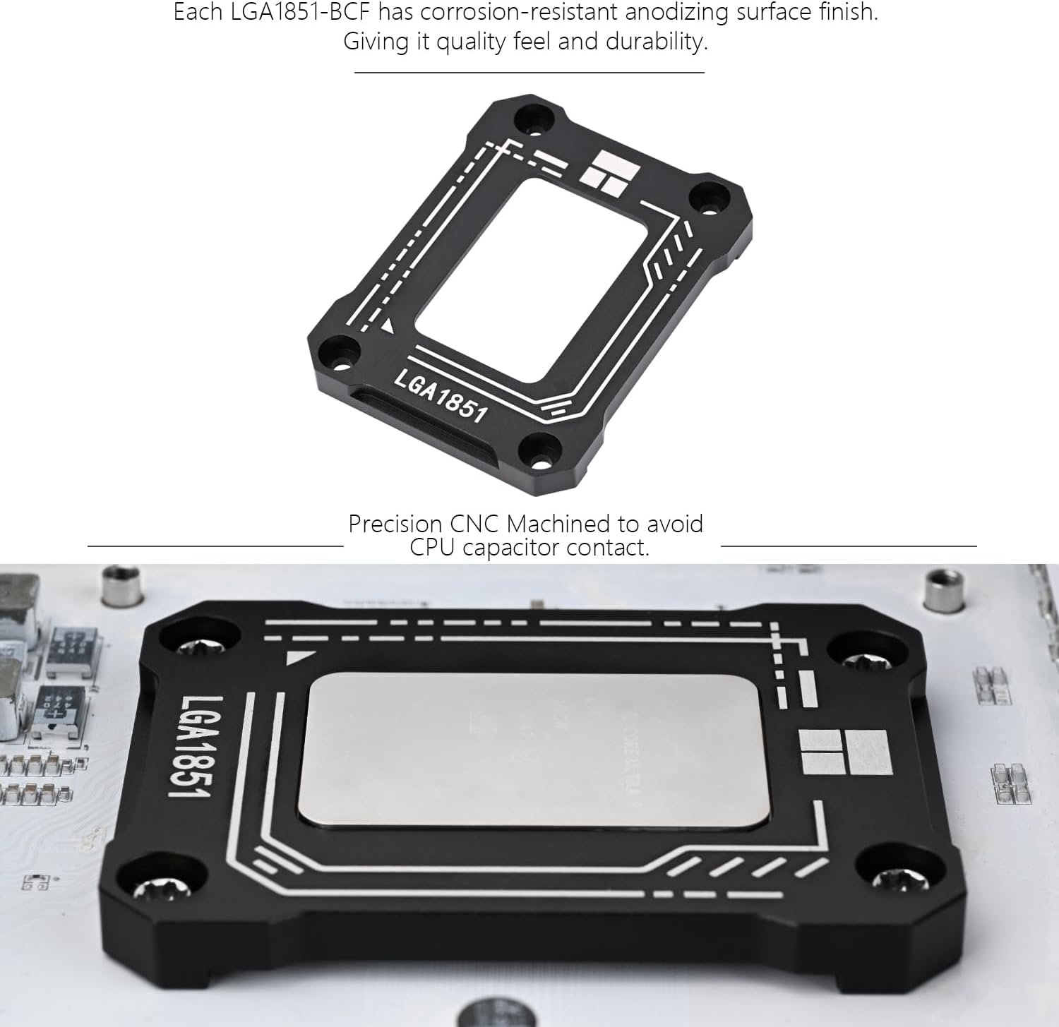 Thermalright Lga1851 BCF Black CPU Holder,Cpu anti Bending Fixed Bracket,Easy to Install,Full Fit Fixed Seamless Installation,All Aluminum Alloy Anode Sandblasting Process,Intel 15Th CPU Holder image number 3