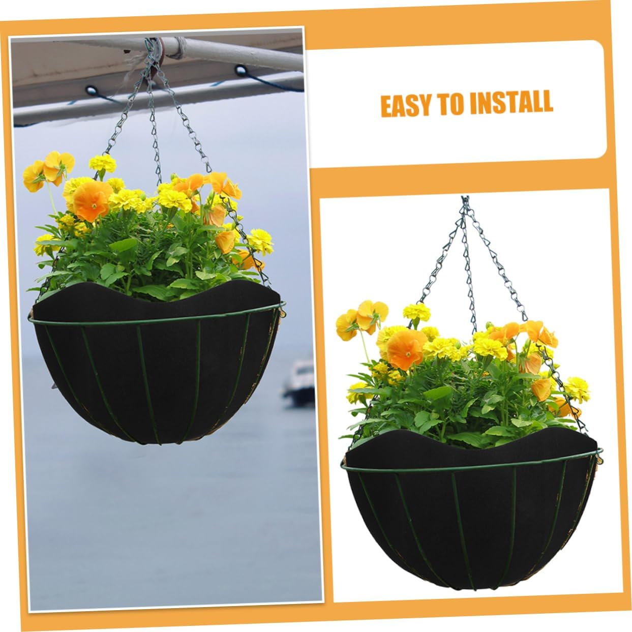 3Pcs Hanging Basket Liners Half Planter Inserts for Gardening Nonwoven Material for Visual Appeal and Easy Replacement for Vibrant Plant Displays image number 1