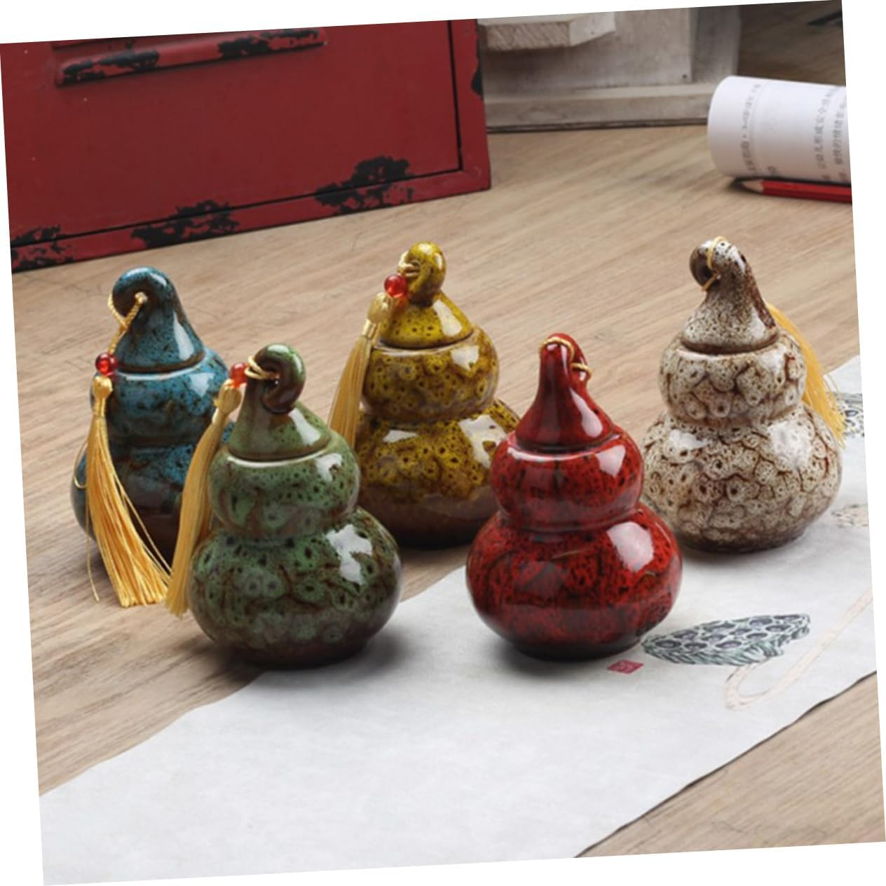 GRIRIW 2Pcs Home Tea-Leaf Jar Multi-Functional Tea Canister Ceramic Storage Can Preserving Jars Lids for Pantry image number 4