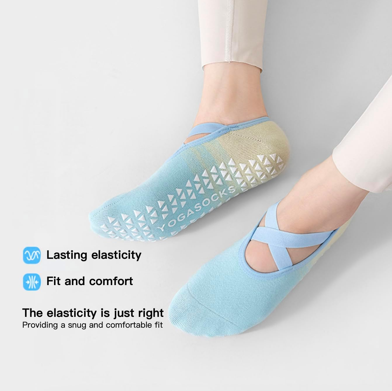 6 Pairs Pilates Socks for Women - Non Slip Grip Socks for Yoga, Barre, Hospital, Dance, Barefoot