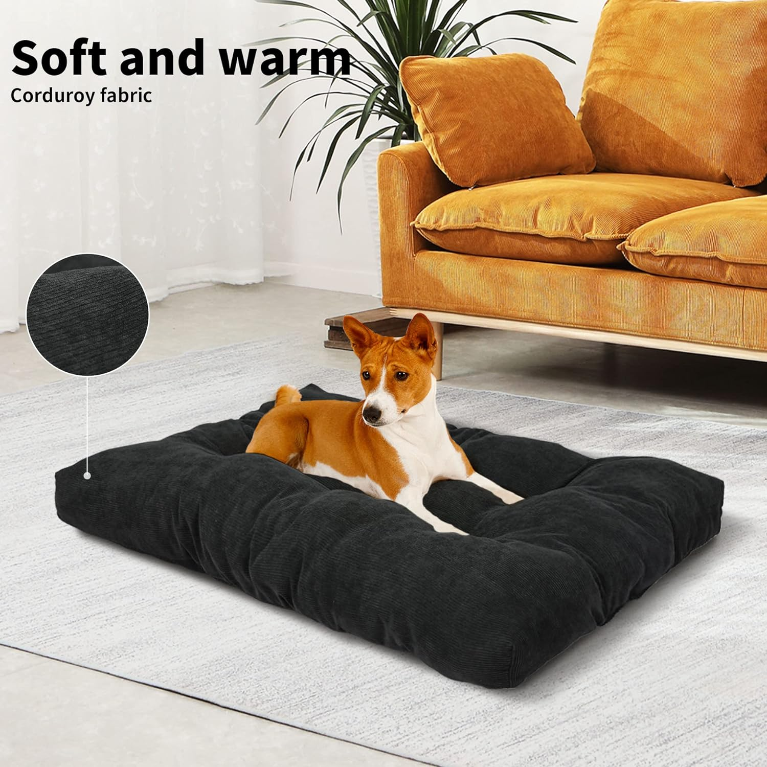 Pawz Pet Cushion &ndash; PP Cotton Bed, Cat, Dog, Puppy, Kitten, Machine Washable, Soft, Plush, Mattress, Dark Grey image number 2