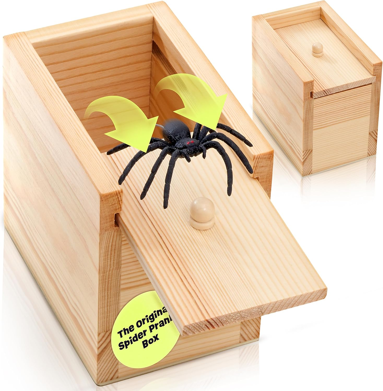 Funfamz the Original Spider Prank Box- Funny Wooden Box Toy Prank, Hilarious Money Gift Box Surprise Toy and Gag Gift Practical Joke