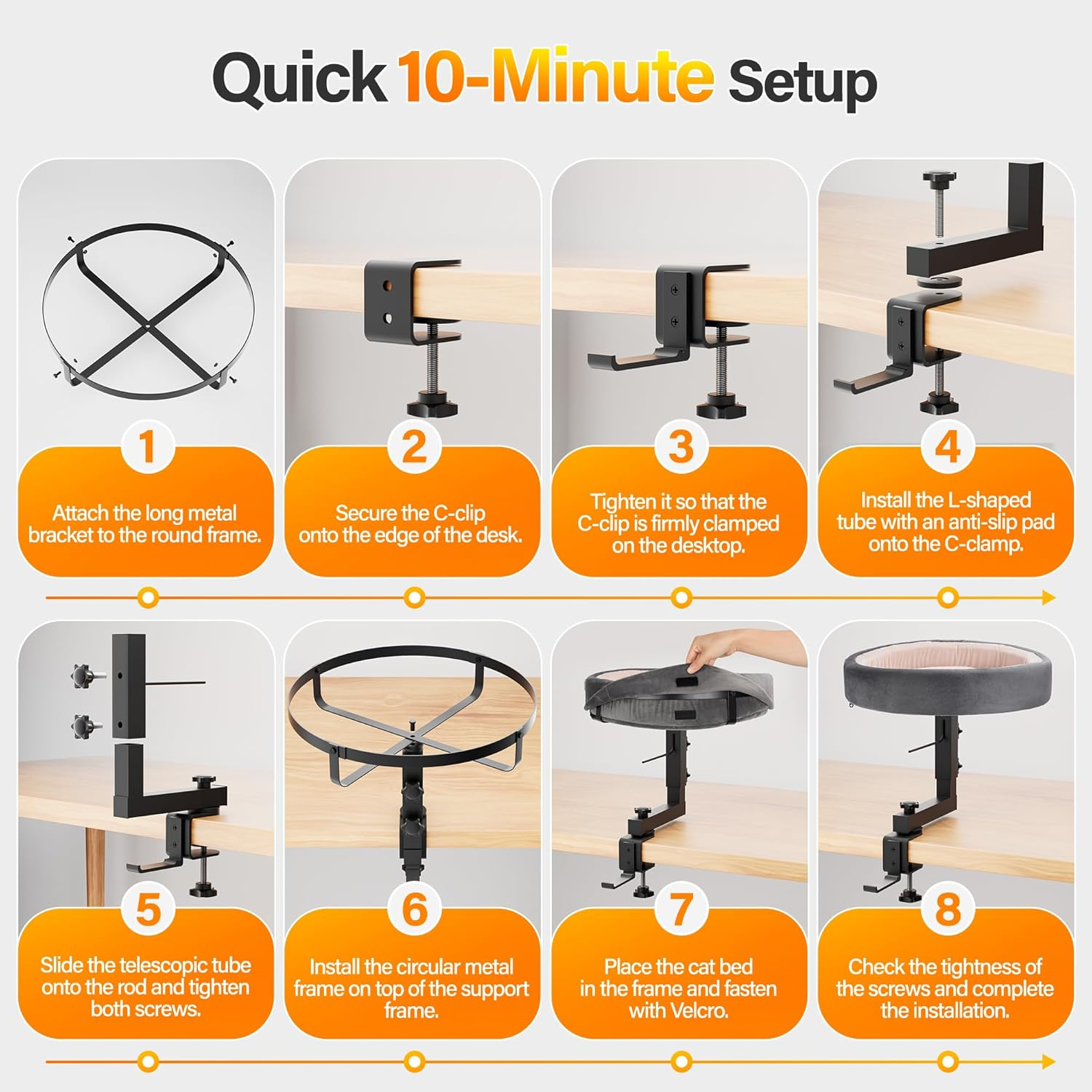 Amniau 2-In-1 Cat Bed Desk Mount & Headphone Hanger &ndash; Adjustable Cats Hammock Bed for Desk, Cat Beds & Furniture for Home Office or Gaming Setup image number 2