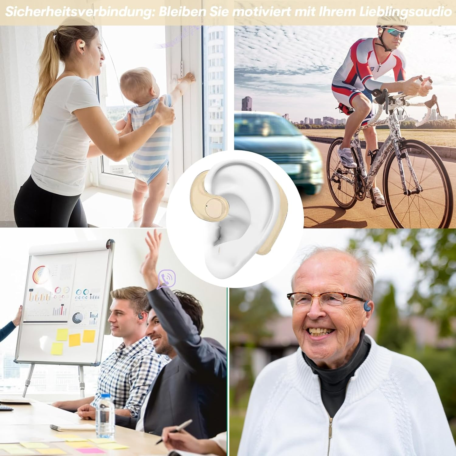 Open Ear Headphones Wireless Bluetooth Sports Earphones with Ear Hooks Air Line Bone Conduction Headphones True Wireless Earbuds Earphones with Ear Hooks for Running Gym Cycling Workout Sports Blue image number 5