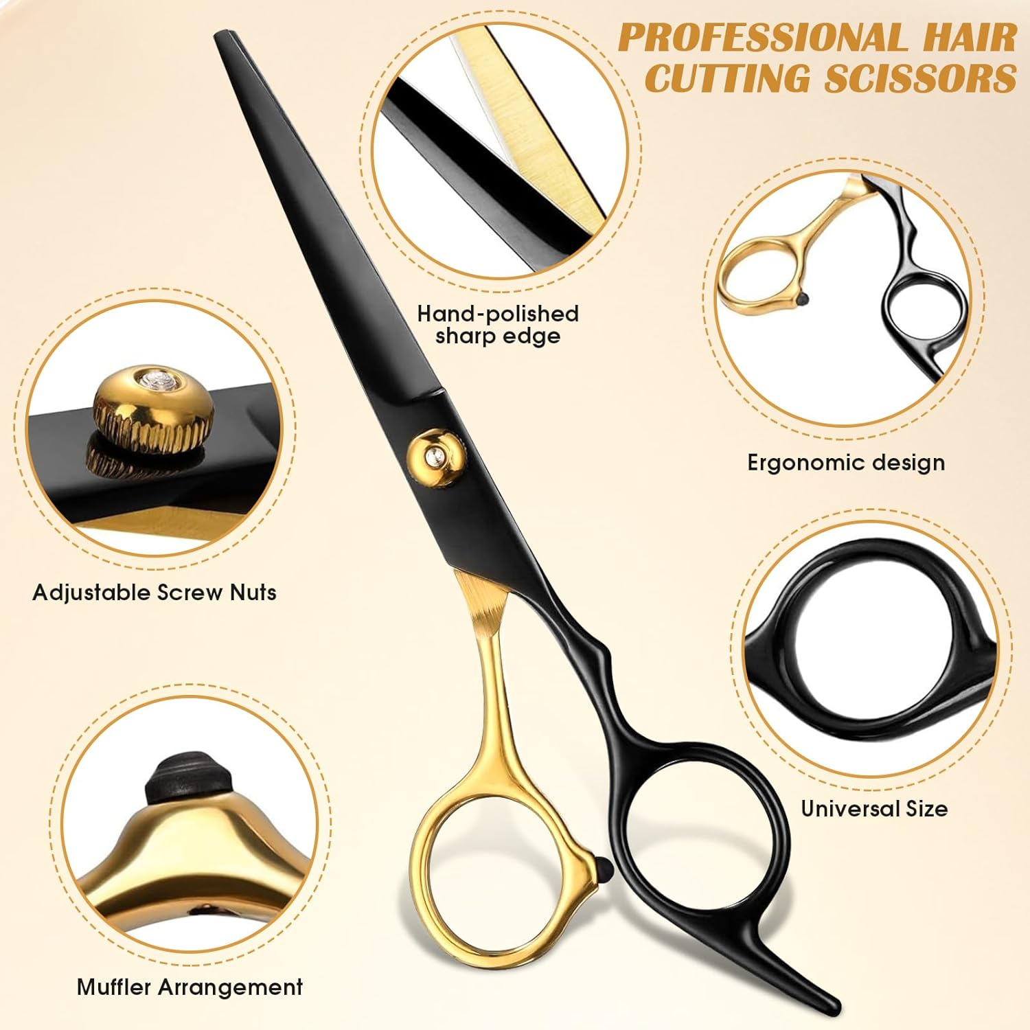 Hairdressing Scissors Set Hair Cutting Scissors Professional Hairdressing Scissors 6.7 Inch Thinning Scissors Hairdressing Hair Cutting Set for Women Men Pets Family Hairdressing Salon 15 Pieces image number 2