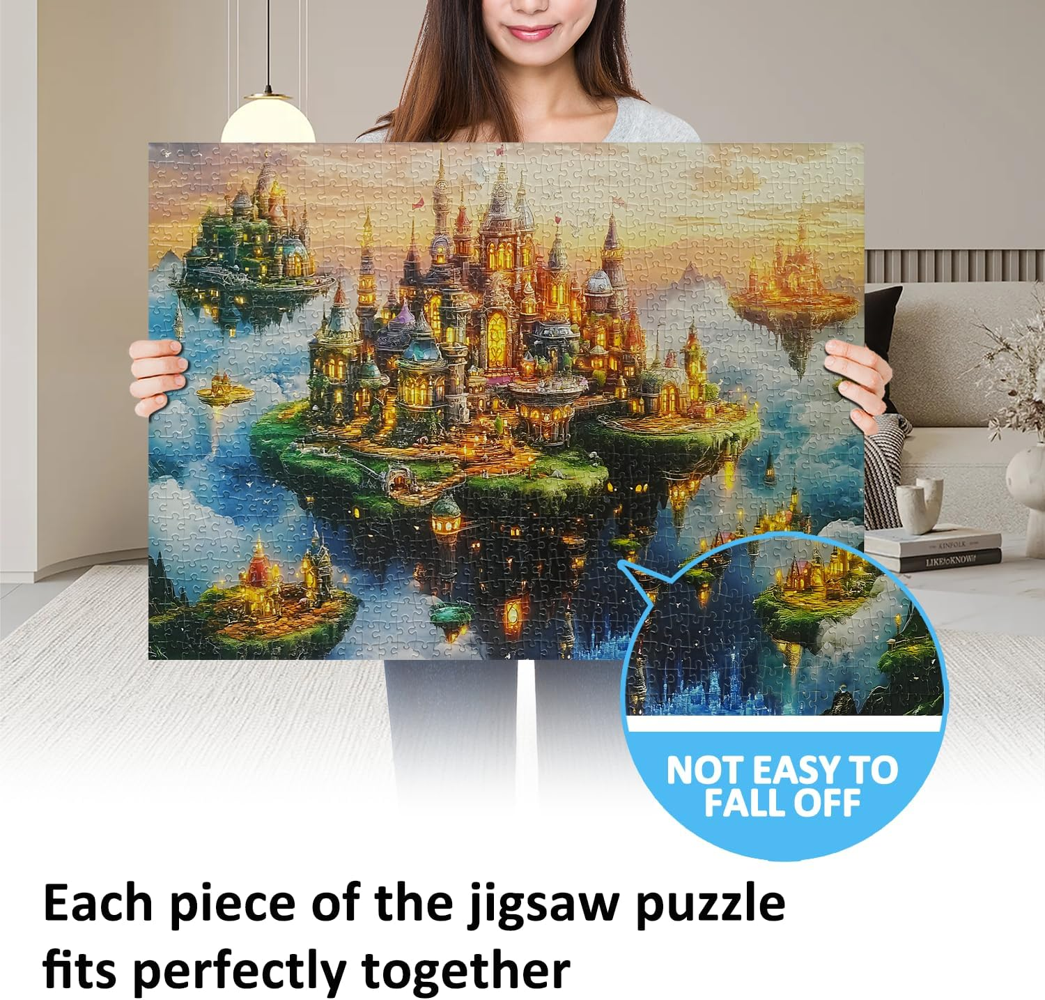 Jigsaw Puzzles for Adults 1000 Pieces Impossible Hard Difficult Challenging Puzzles for Adults 1000Pc Puzzle City of the Skyward Kingdoms Jigsaw Puzzle 1000 Pieces 28 X 20 Inch image number 1