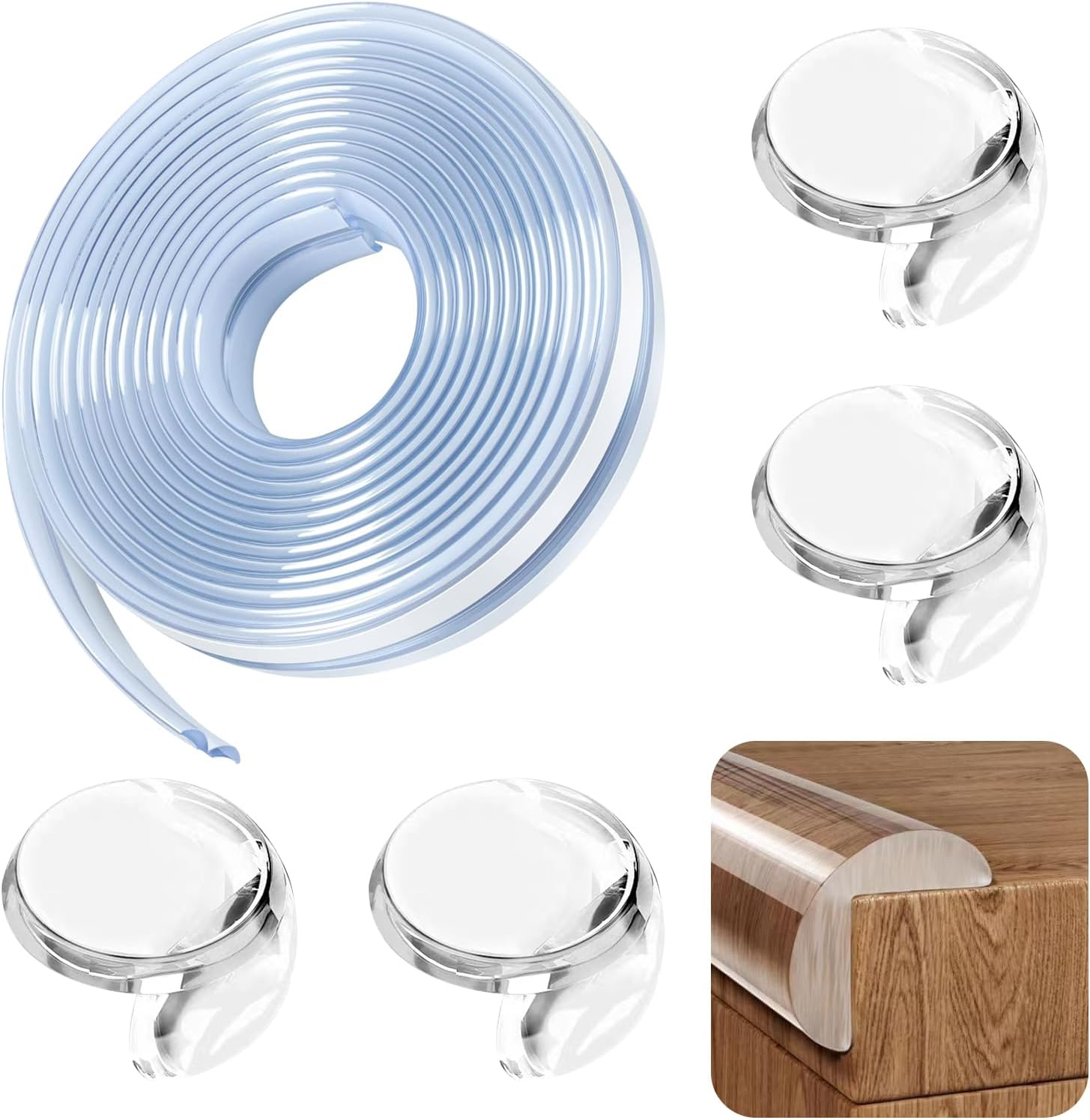 5Pcs 2M Clear Corner Protectors Adhesive Tapes with Circular Shape Table Corner Protectors, Safety Edge Protection Clear Edge Protector Strip Desk Edge Cushion Tables Corner Guards Baby Proofing image number 3