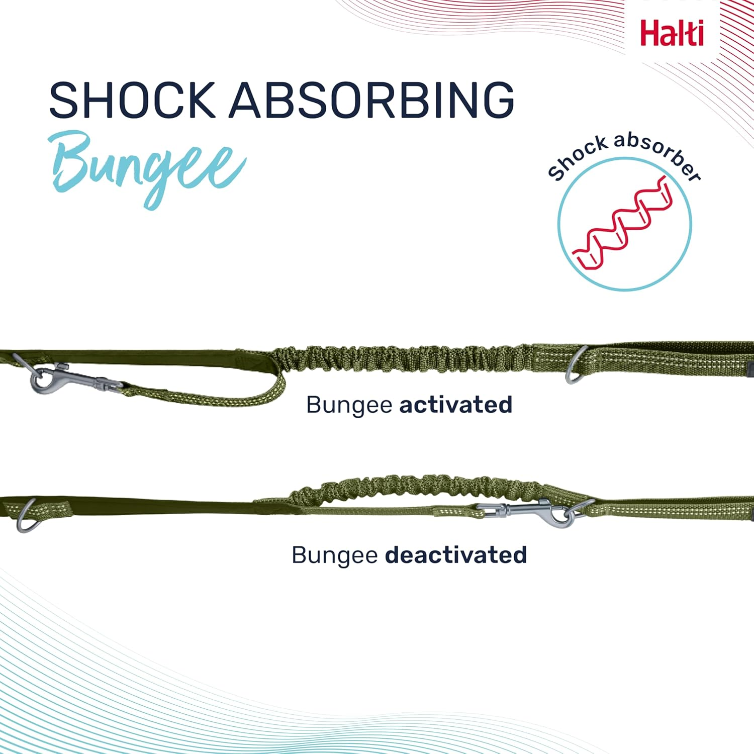 HALTI Anatomy Multifunctional Dog Lead &ndash; Shock Absorbing Double-Ended Lead, Ideal for Dog Walking & Training. Comfortable to Hold, Reflective & Lightweight. Suitable for Puppies (Size Large, Green) image number 5