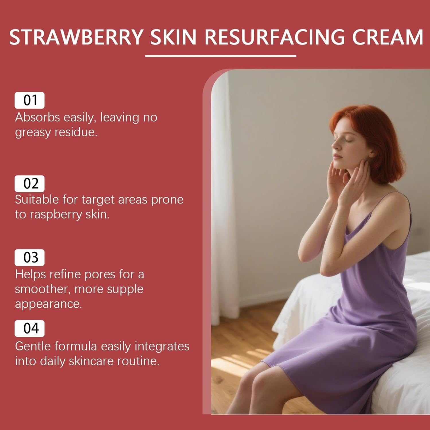 Strawberry Skin Resurfacing Cream,Moisturizing and Lightweight Creams,Reduce Chicken Skin Bumps and Uneven Texture,For All Skin Types - 2Pcs image number 2