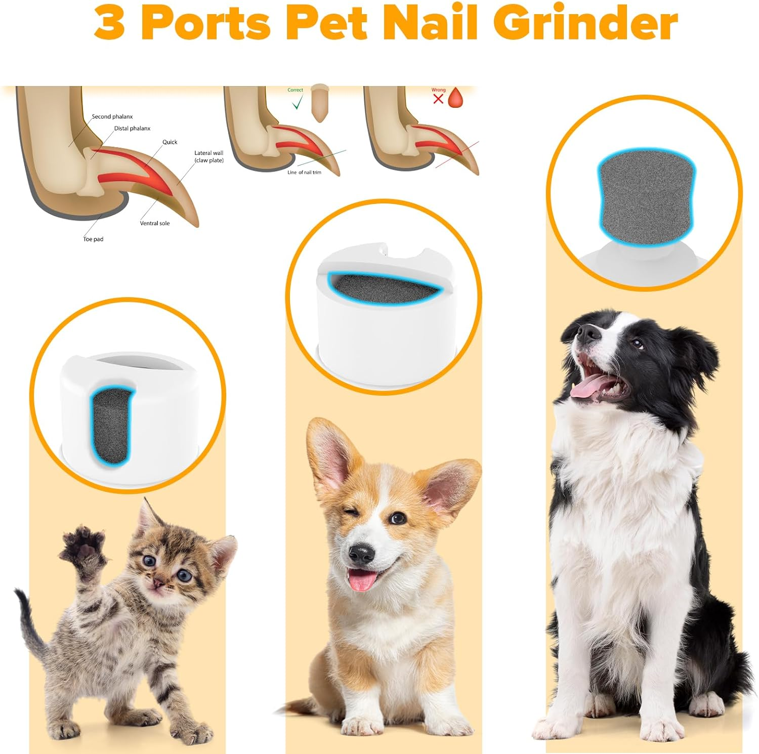 Advwin Dog Hair Grooming Clippers Kit with Nail Grinder, 4 in 1 Low Noise Silent Electric Clippers, Rechargeable Cordless Pet Clippers for Dogs & Cats, Grooming Paws, Eyes, Ears, Face, Matted Hair image number 1