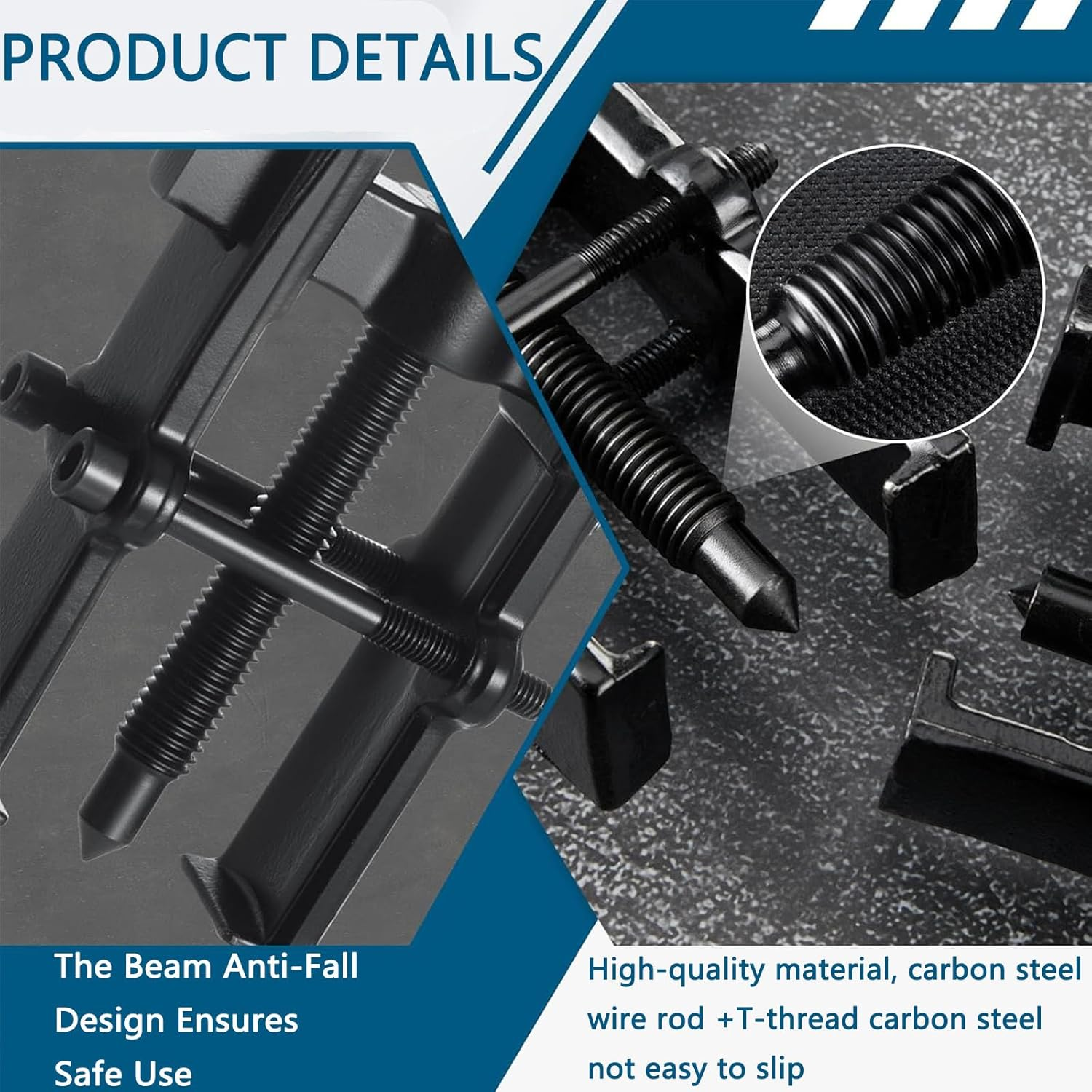 4-Piece Adjustable Gear Puller Set (2''3''4''6'') - Carbon Steel Bearing Remover Tool for Pulleys, Flywheels, Motorcycle Bearings, Gears image number 3