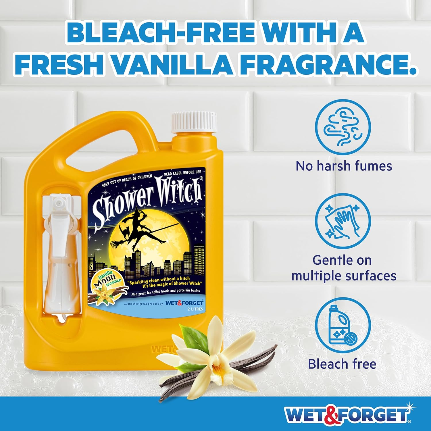 Wet & Forget Shower Witch 2 Litre No-Scrub Shower Cleaner Spray | Bathroom Cleaner for Soap Scum, Tiles & Glass | | Safe for Septic Tanks | NZ Made image number 5