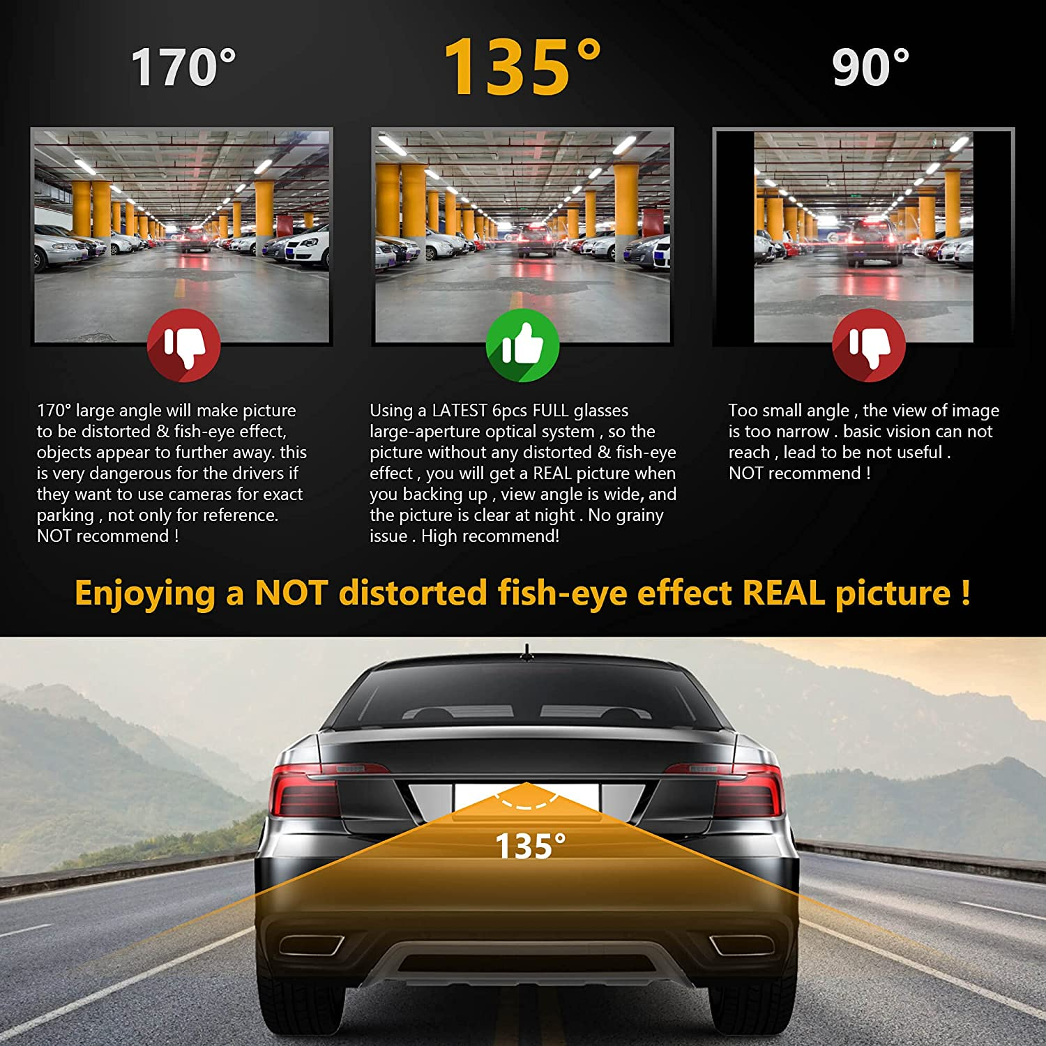 NATIKA Backup/Front View Camera: No Distorted Affect Starlight Night Vision HD Waterproof 960H CVBS/720P AHD Hitch Backup/Reverse/Rear View Camera License Plate for Cars Pickup Trucks SUV RV Van image number 5