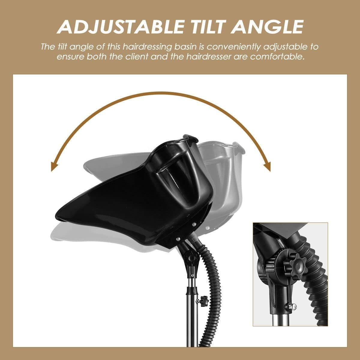 Large Salon Basin Portable Shampoo Hairdressing Hair Wash Bowl Barber Furniture Mobile High Gloss image number 2