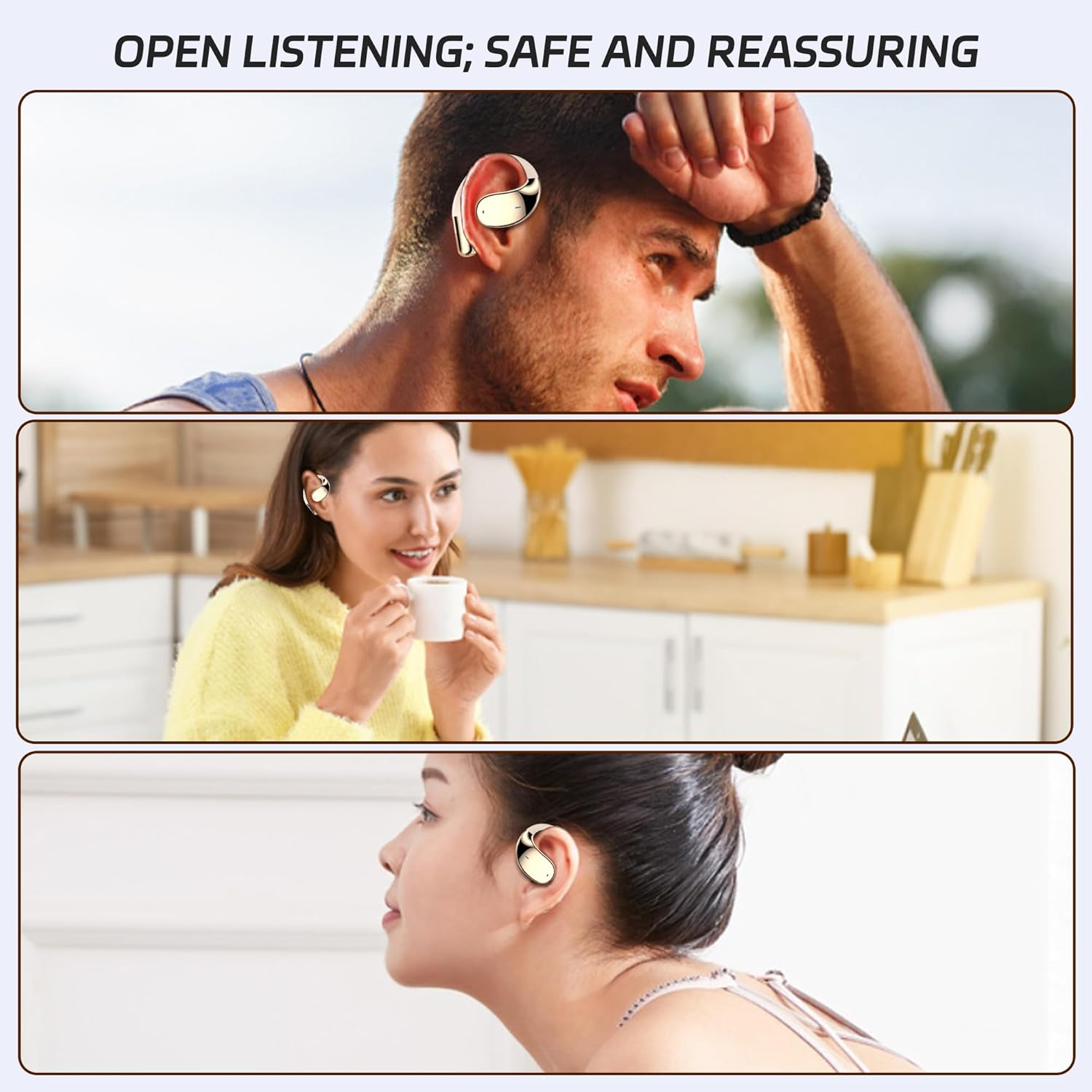 FLYTIN AI Translation Earbuds Real Time - 3-In-1 Open Ear Wireless Headphones with Charging Case, 164 Languages & Accents, Fit Ios/Android (Black) image number 3