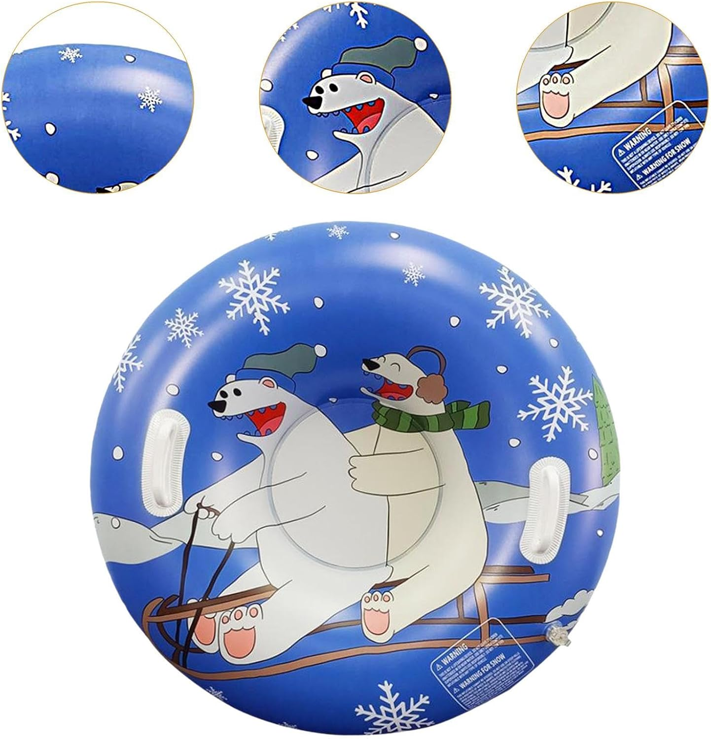 Tadill Inflatable Snow Tube Winter Toboggan Toy PVC Ski Tube Accessory 85Cm Diameter Inflatable Sled with Handles for Tobogganing Birthday image number 6