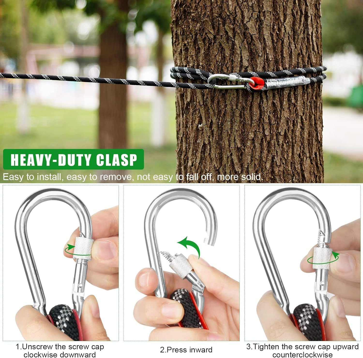 Dog Tie Out Cable for Camping, 50Ft/15M Portable Overhead Trolley System with 10Ft/3M Runner Lead for Dogs up to 200Lbs，Portable Reflective Dog Lead Line for Yard, Park and Outdoor (Black) image number 1