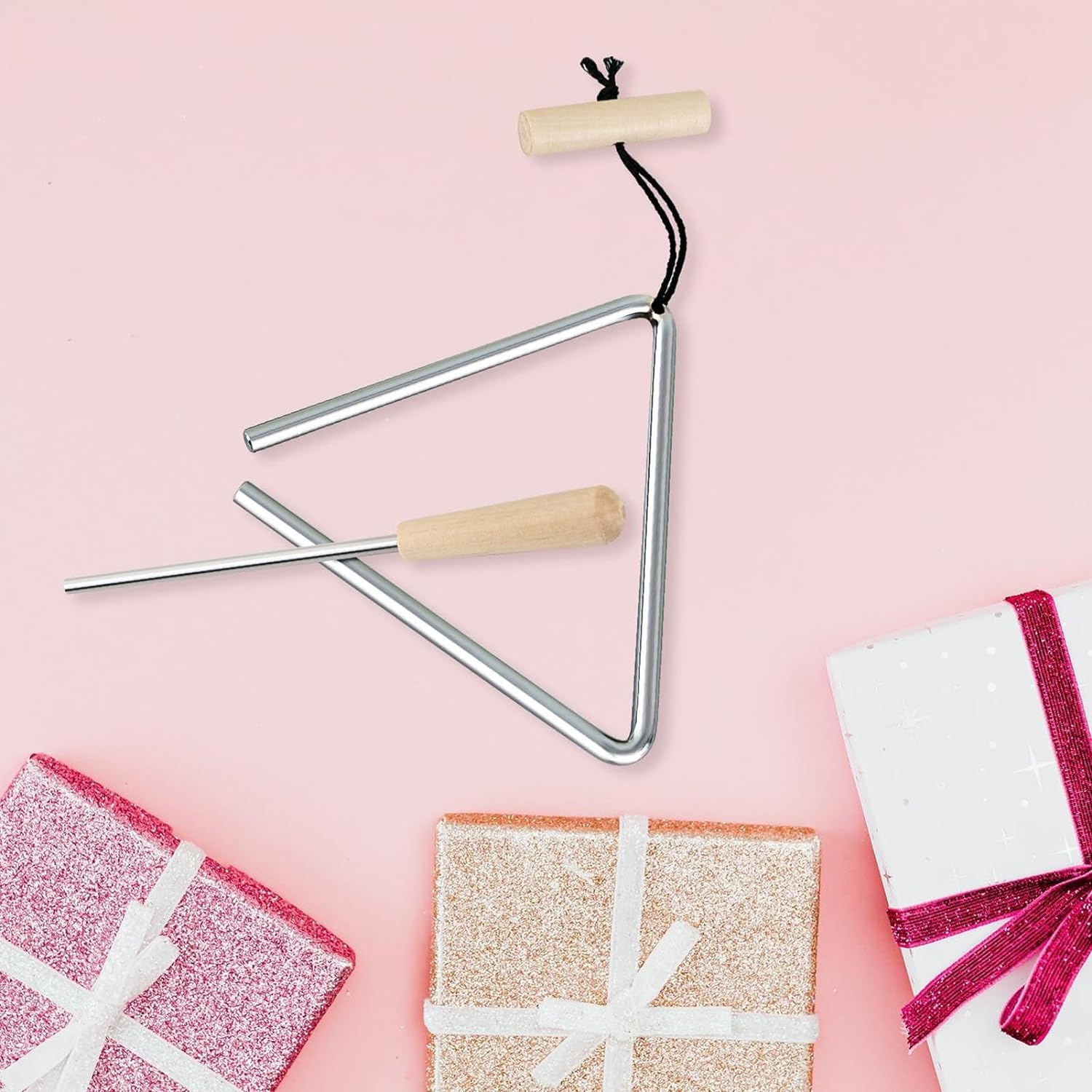 Music Triangle Instrument | Steel Music Triangle - Hand Percussion Triangle Instrument Triangle Beater for Rhythm Education - 4 Inches image number 6